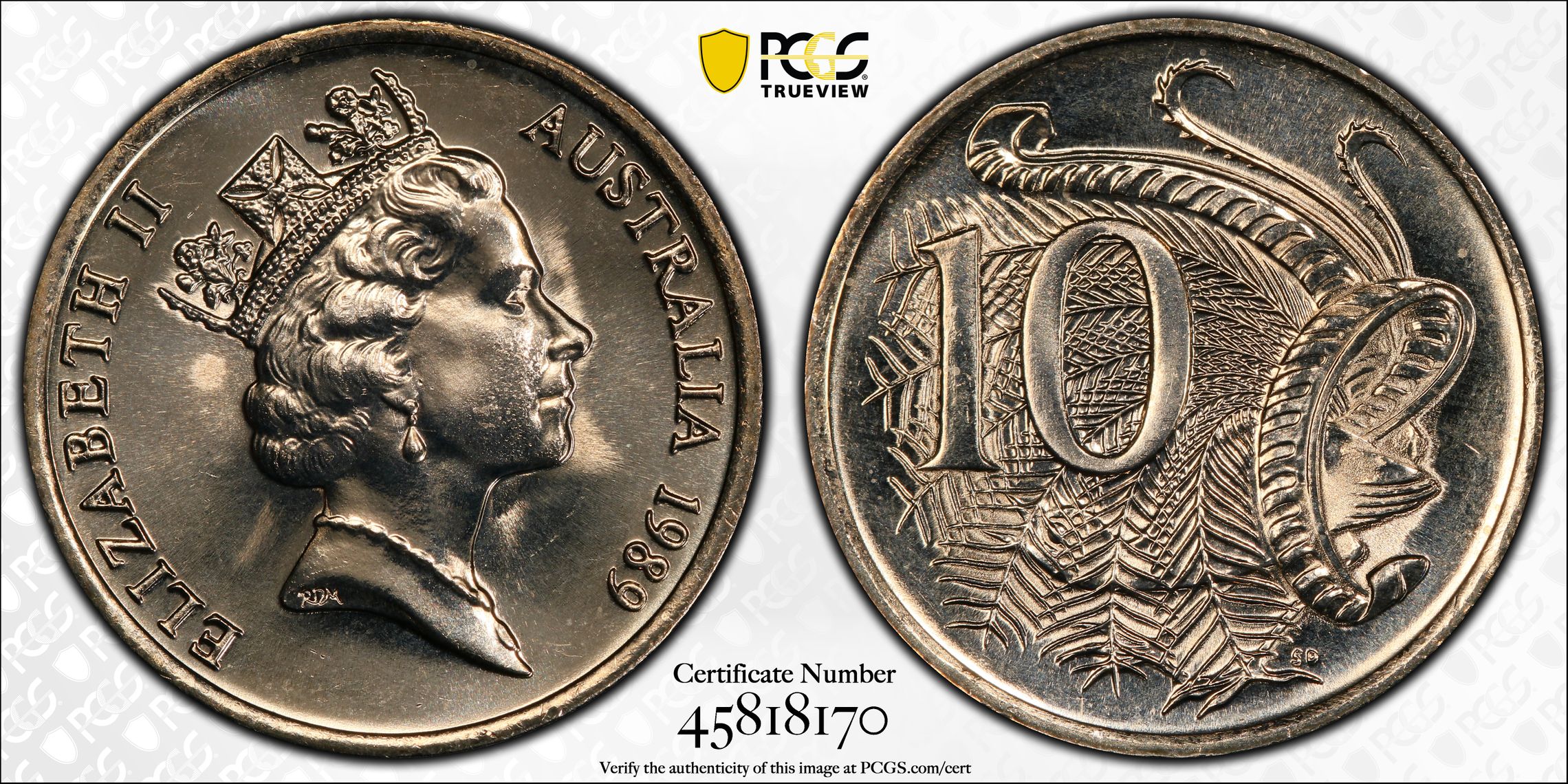 Ten Cent, 1989, PCGS MS67