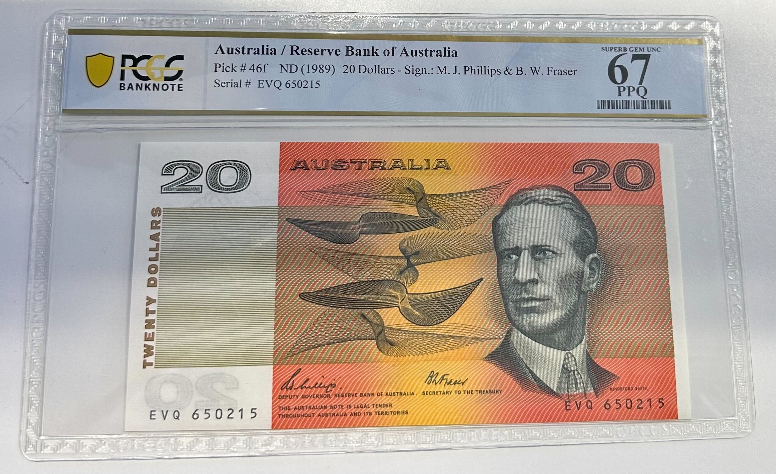 Phillips/Fraser, Twenty Dollar, 1989, PCGS Superb Gem UNC 67 PPQ