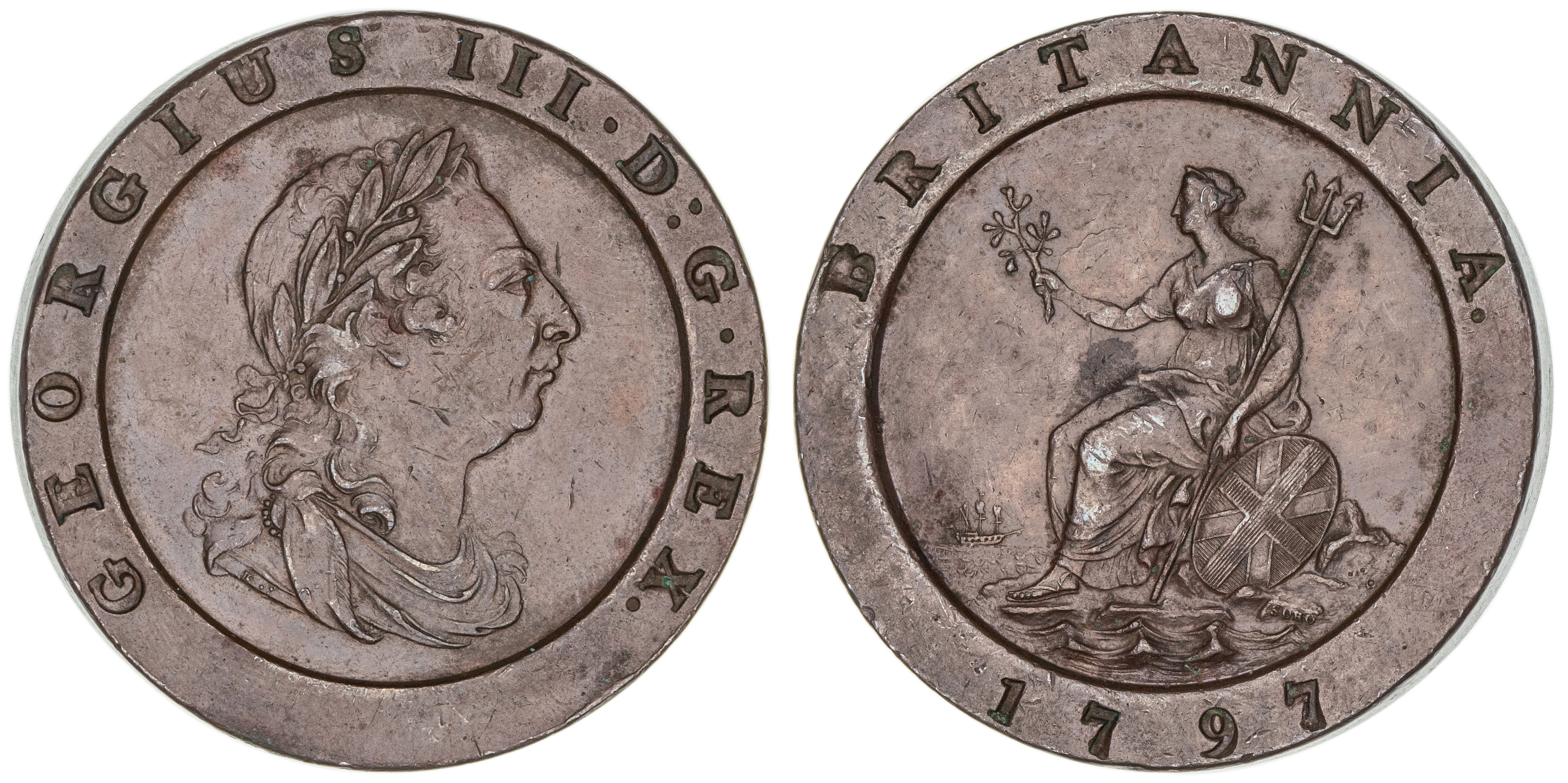 Great Britain, George III, Twopence, 1797, EF