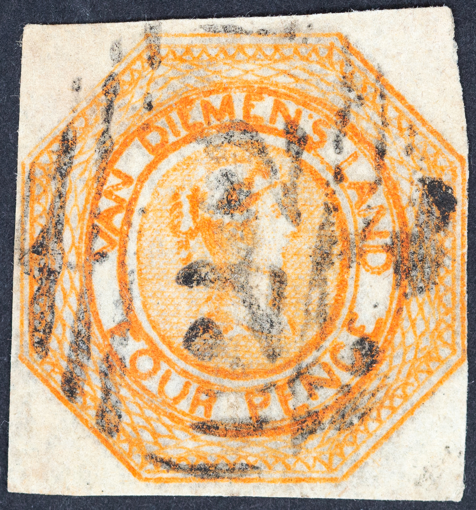 21 · Fourpence, Orange, 1854, FU