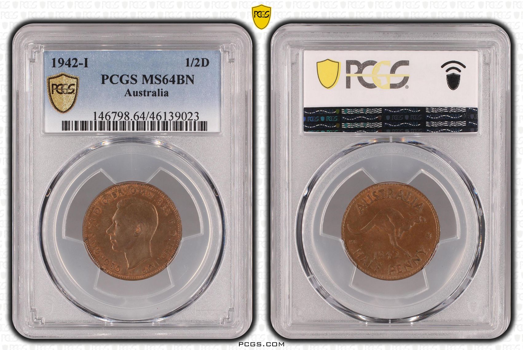 Halfpenny, 1942-I, PCGS MS64BN