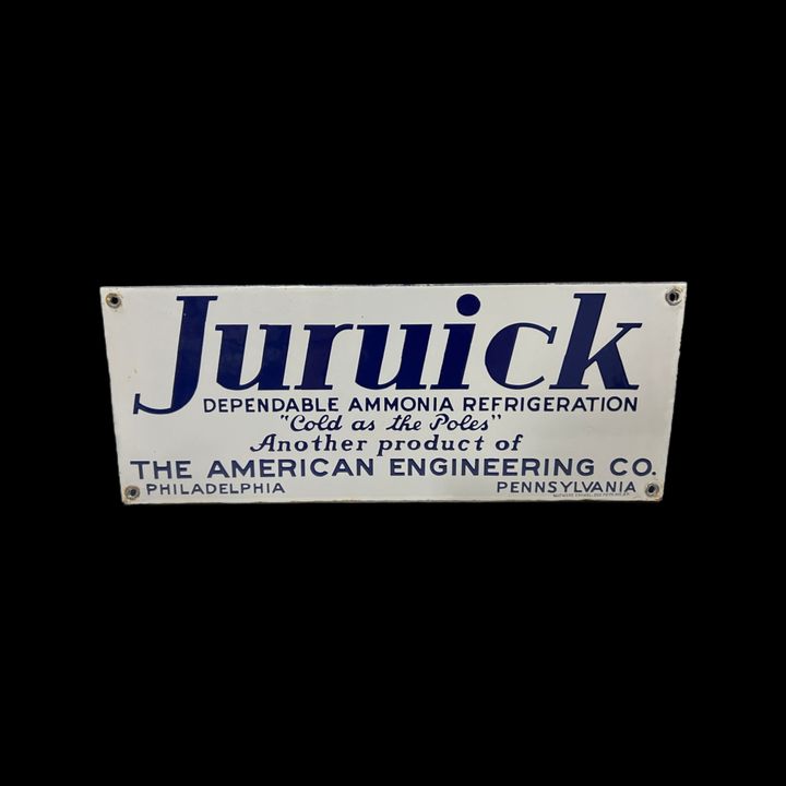 Juruick Ammonia Refrigeration American Engineering Company Porcelain Sign