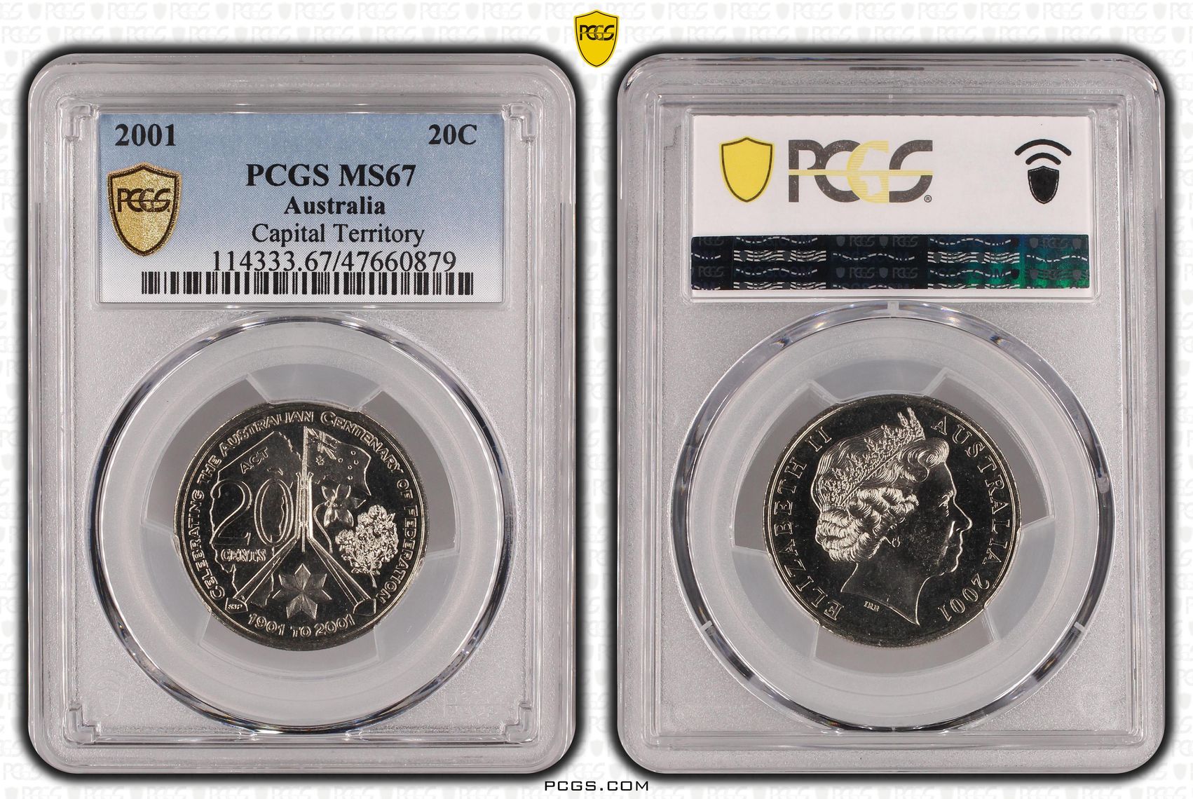 Elizabeth II, Capital Territory , Twenty Cent, 2001, PCGS MS67