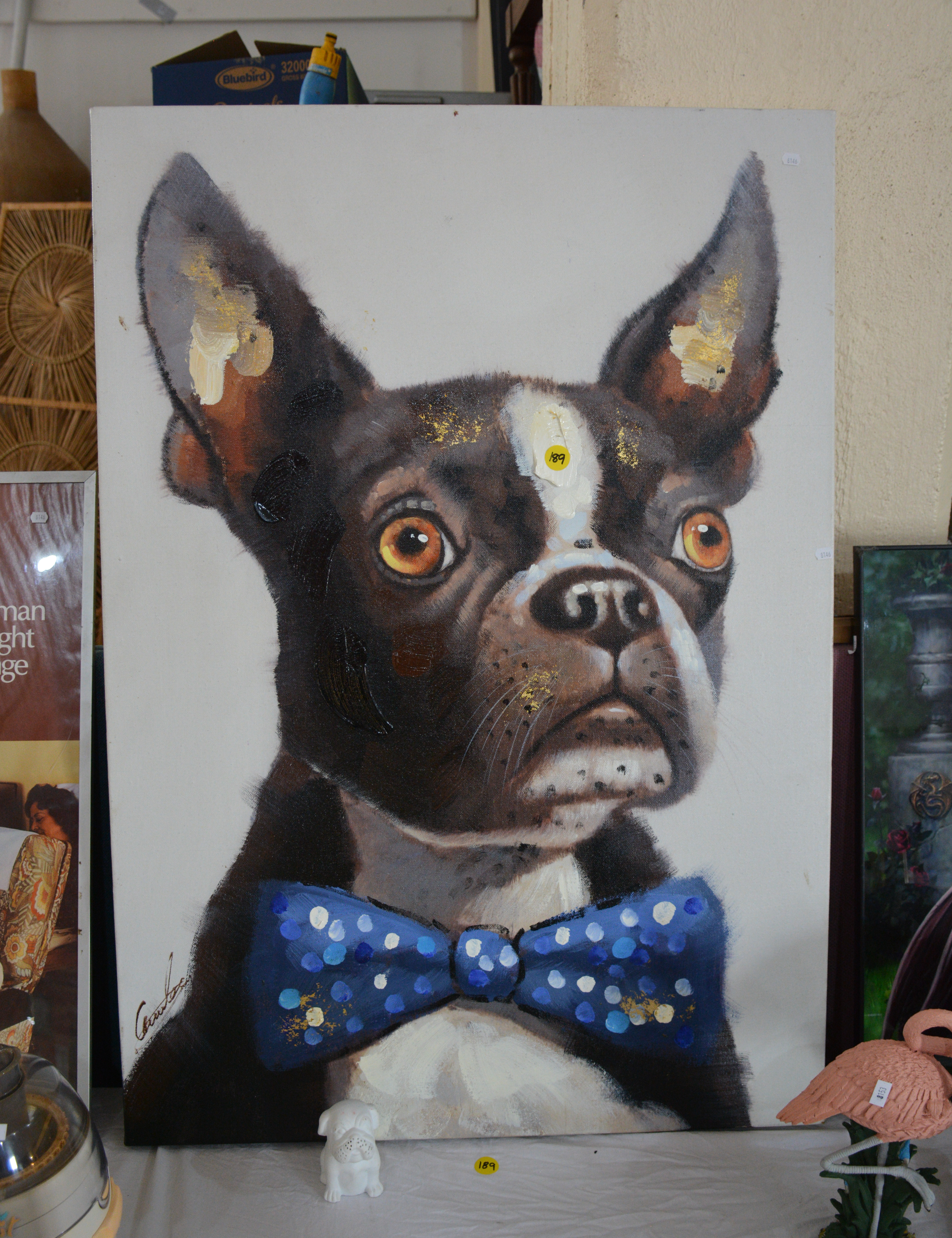 Original Dog Oil Painting On Canvas — sold at auction in New Zealand for $25