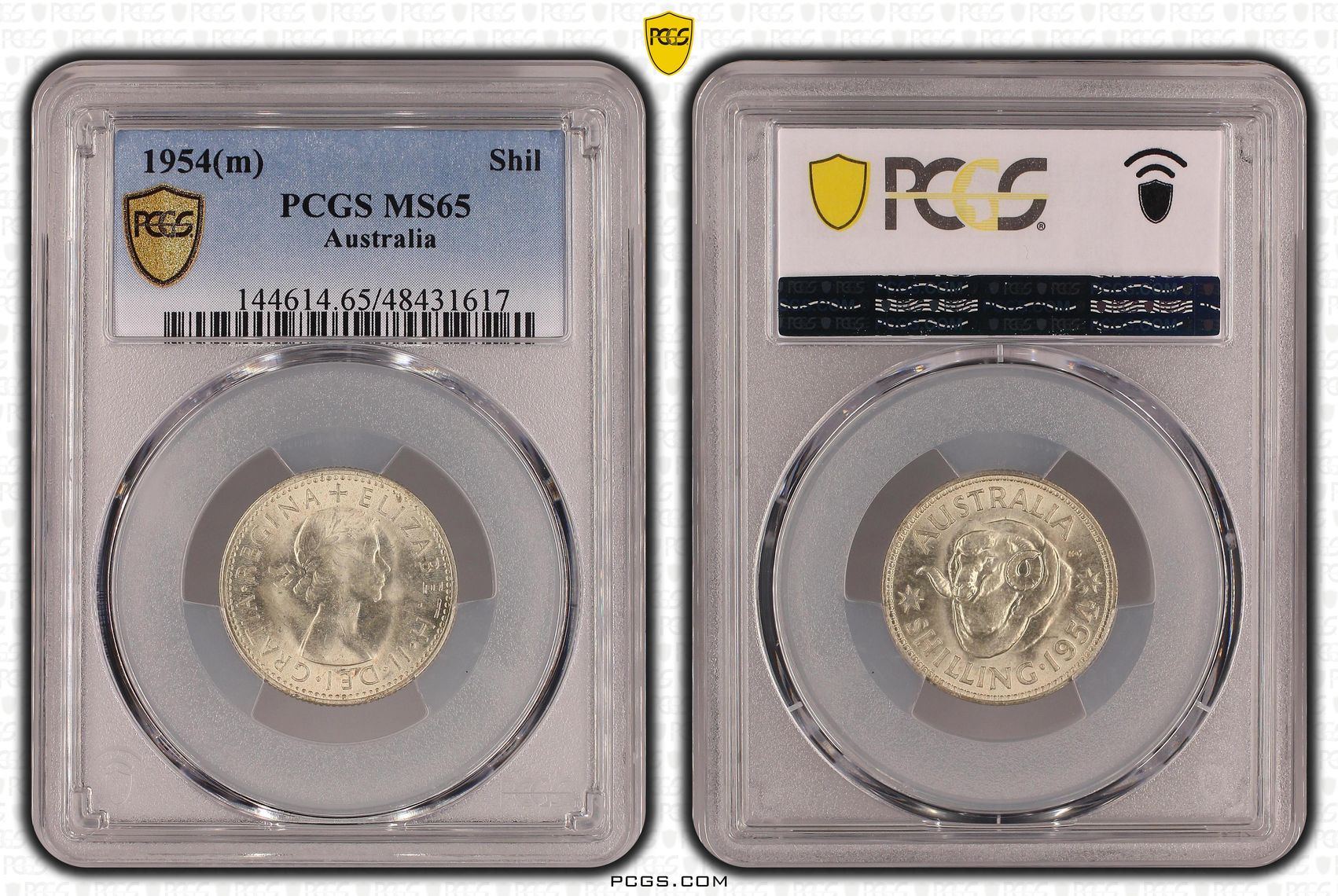 Shilling, 1954(m), PCGS MS 65