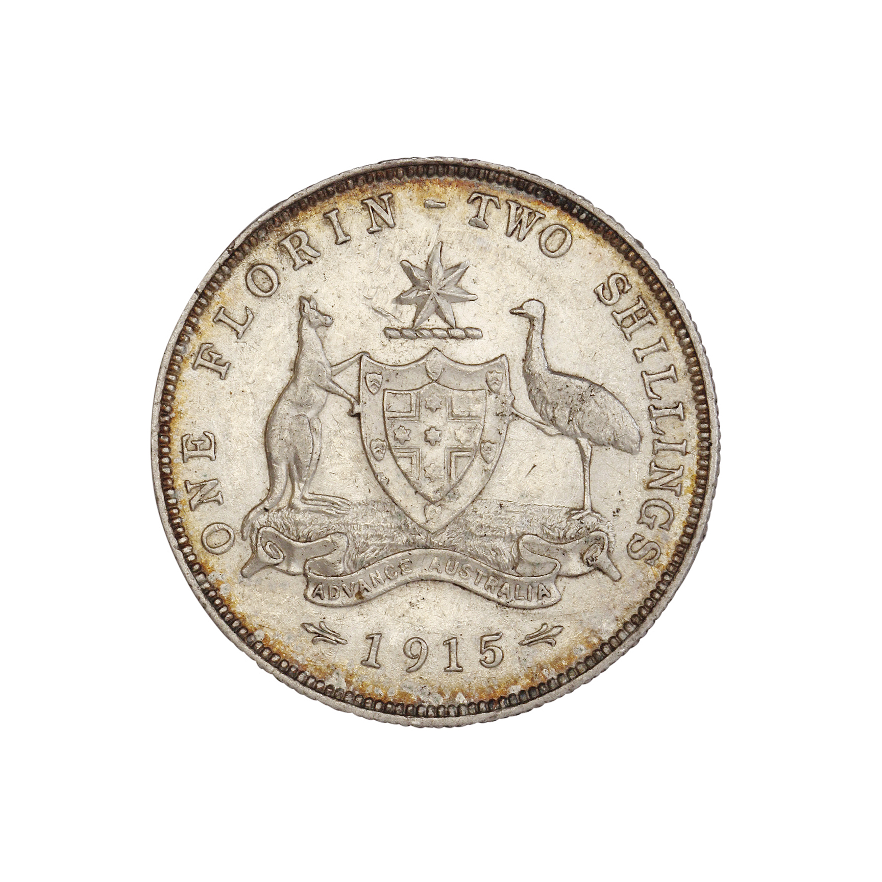 George V, Florin, 1915, EF