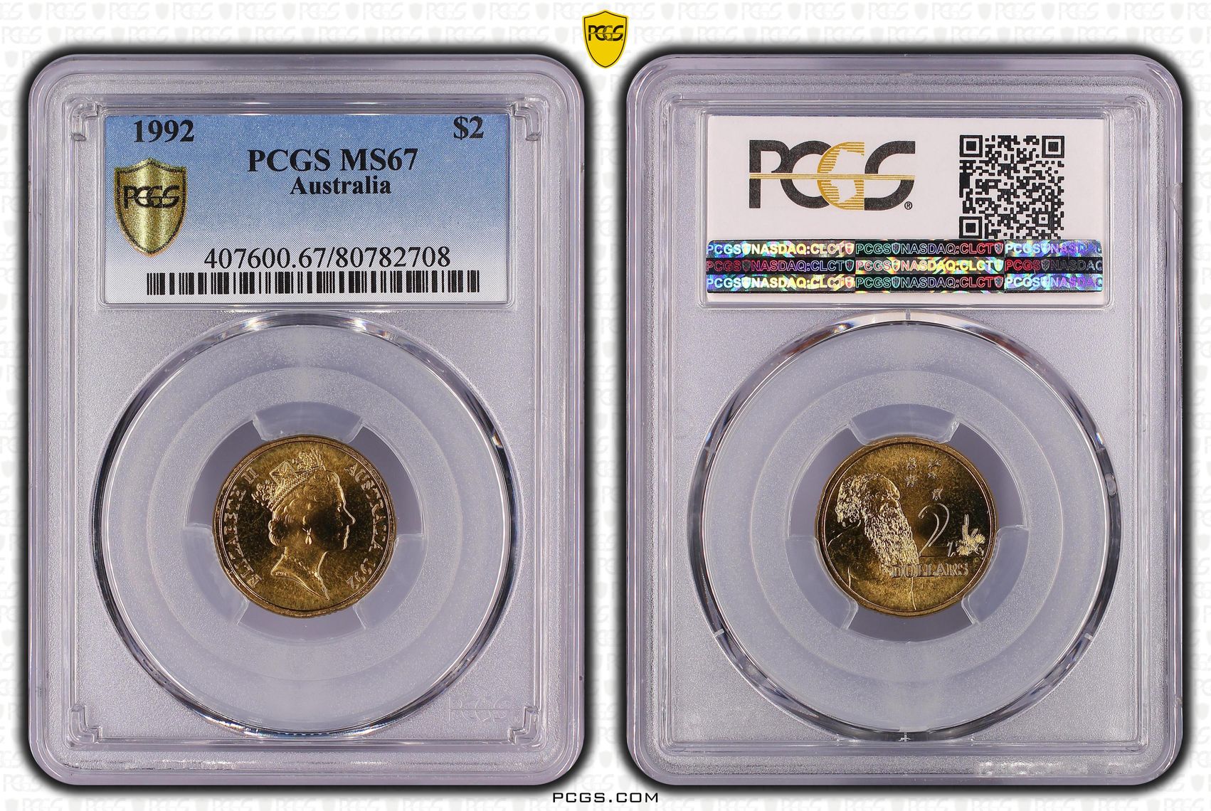 1992 Australia Two Dollar, $2 PCGS - MS67 -708