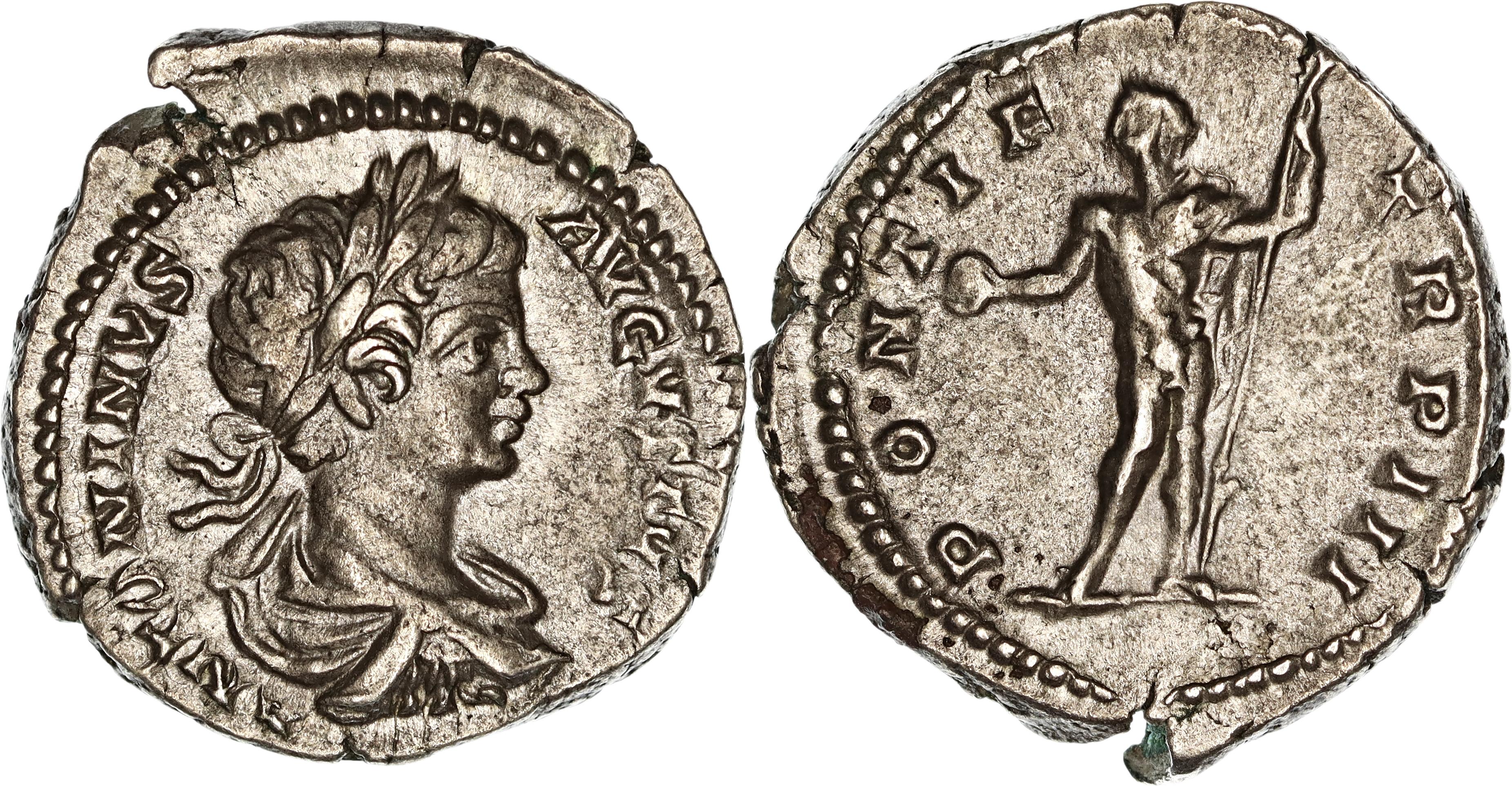 Roman Empire, Caracalla, Silver Denarius, 199-200 AD, nVF