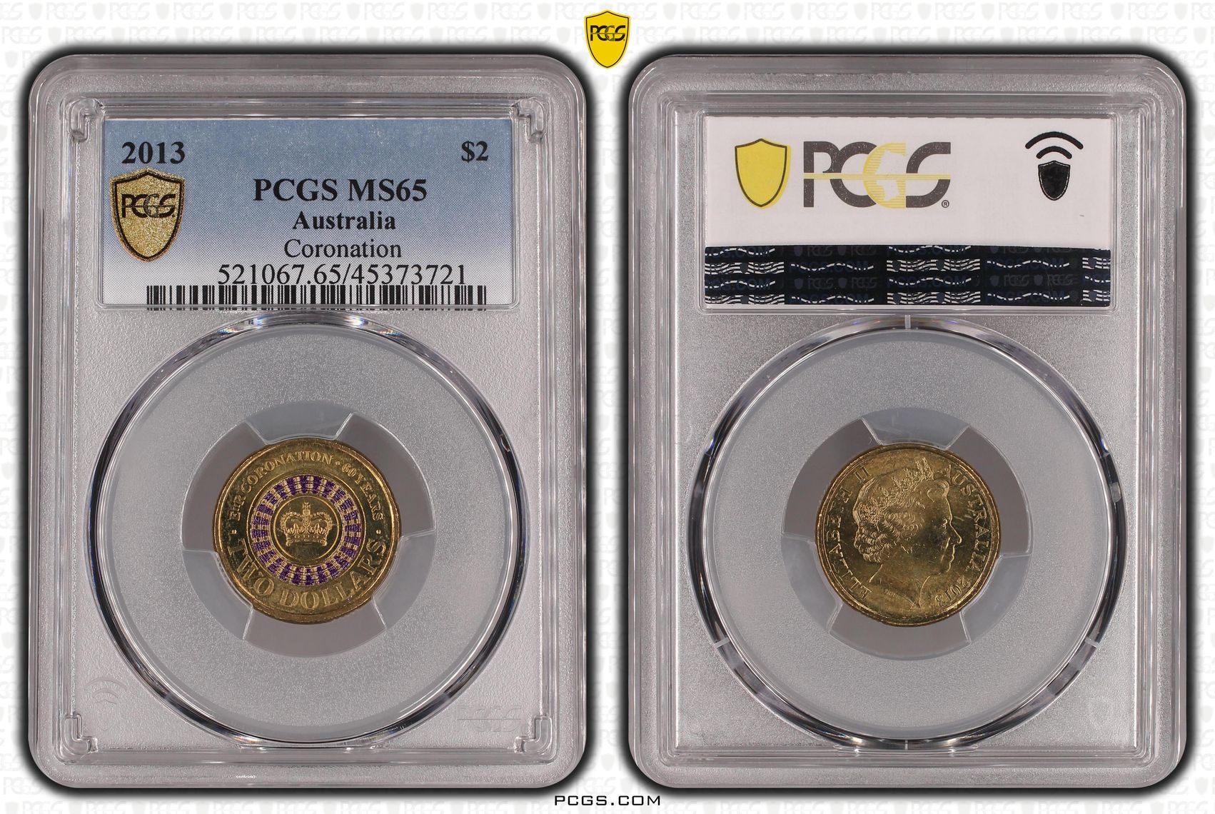 Elizabeth II, Coronation Colorized, Two Dollar, 2013, PCGS MS65
