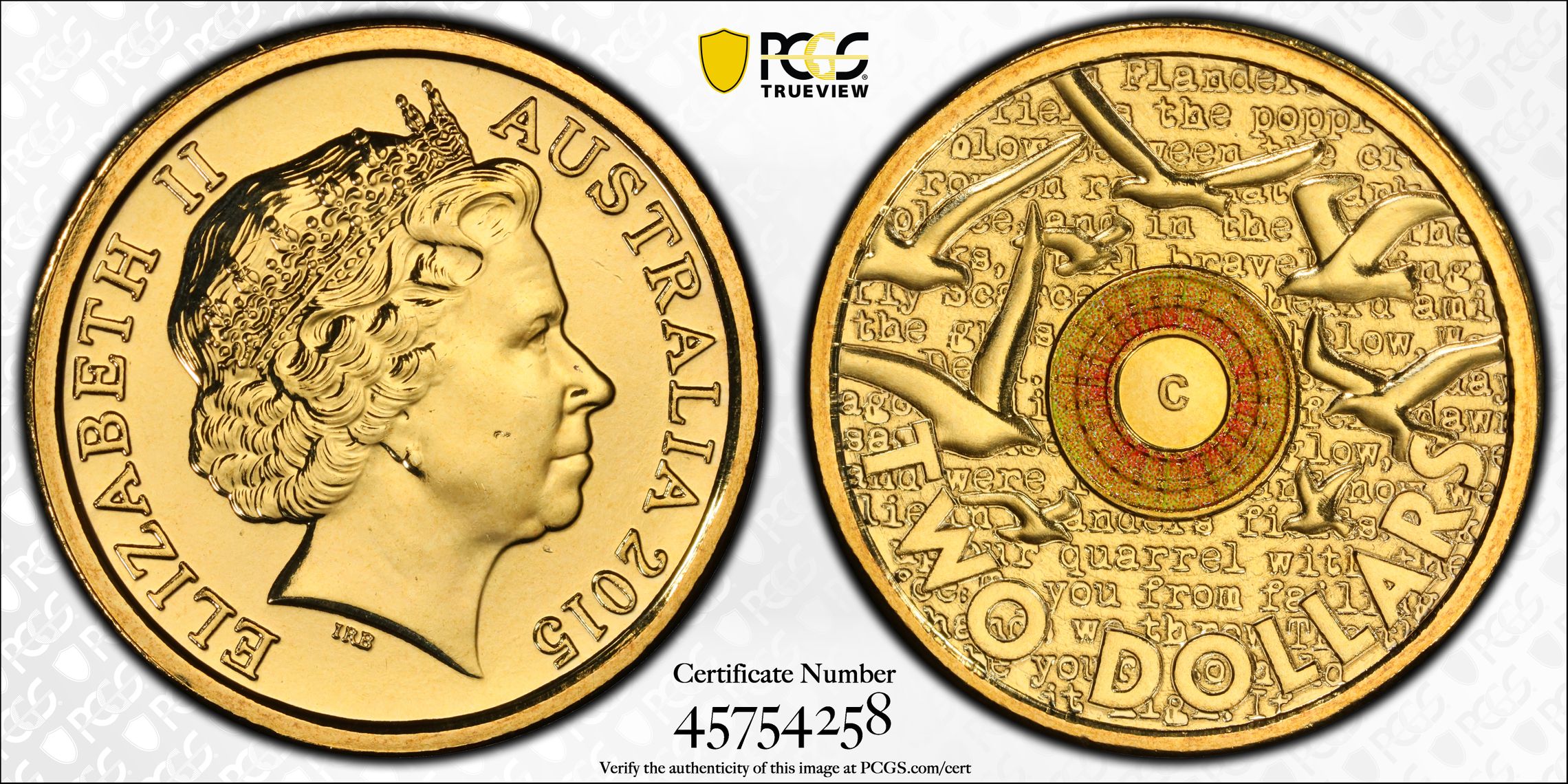 Remembrance Day, Two Dollar, 2015-C, PCGS MS66