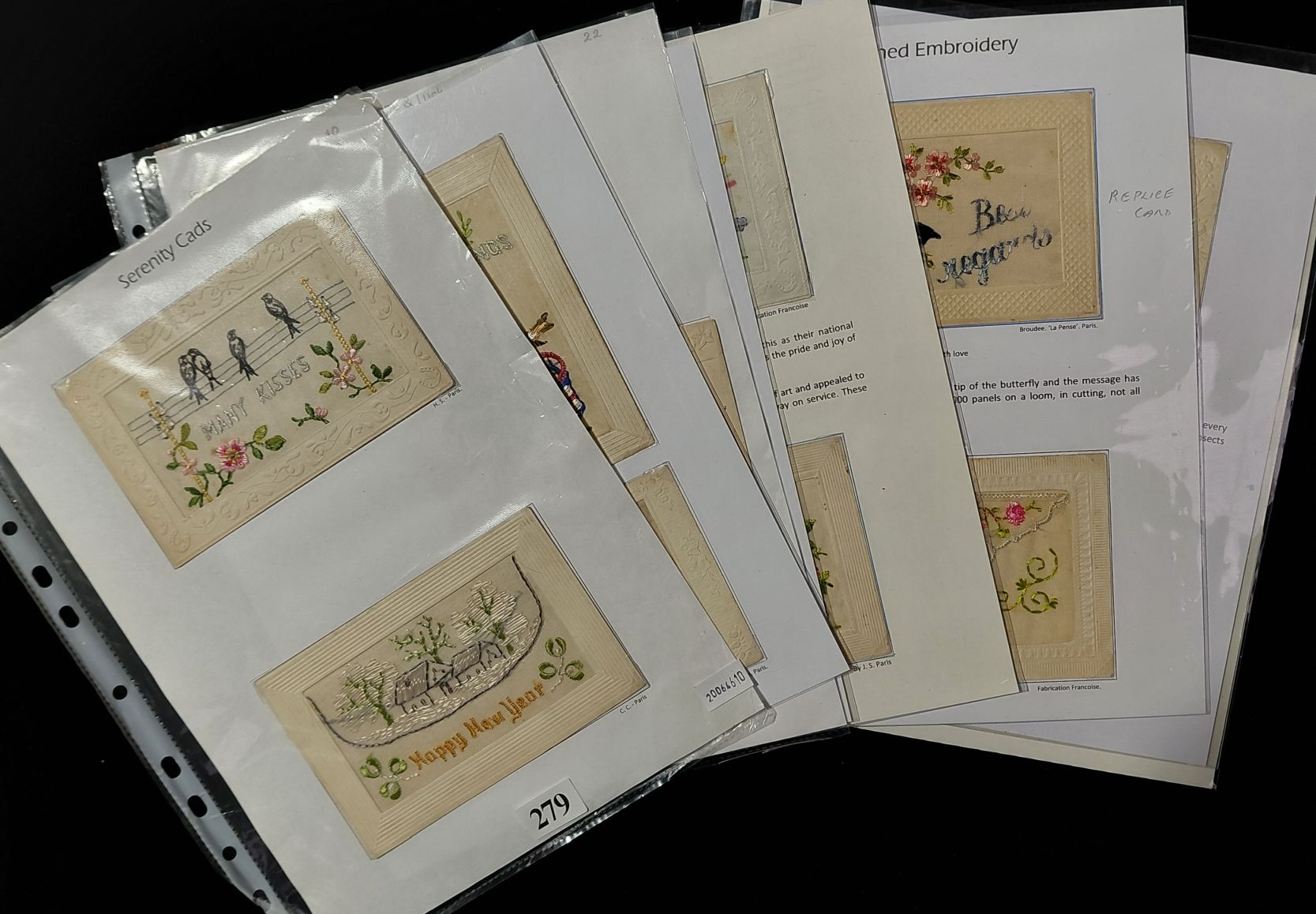 279 · SILK POSTCARDS - BIRDS AND INSECTS