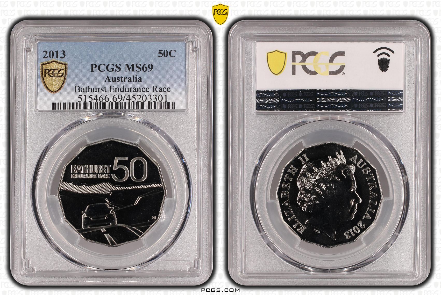 2013 Australia Fifty Cent, 50c Bathurst Endurance Race PCGS - MS69 POP 6/0 -301