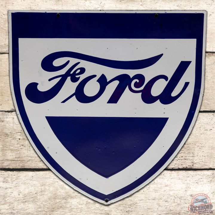 24" Ford Die Cut Shield Double Sided Porcelain Sign