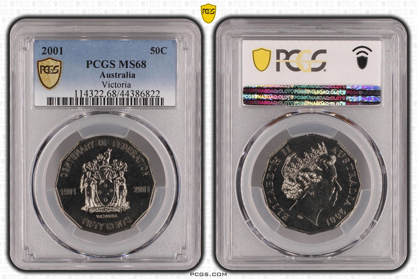 2001 Australia Fifty Cent, 50c Victoria PCGS - MS68 POP 14/0 -822