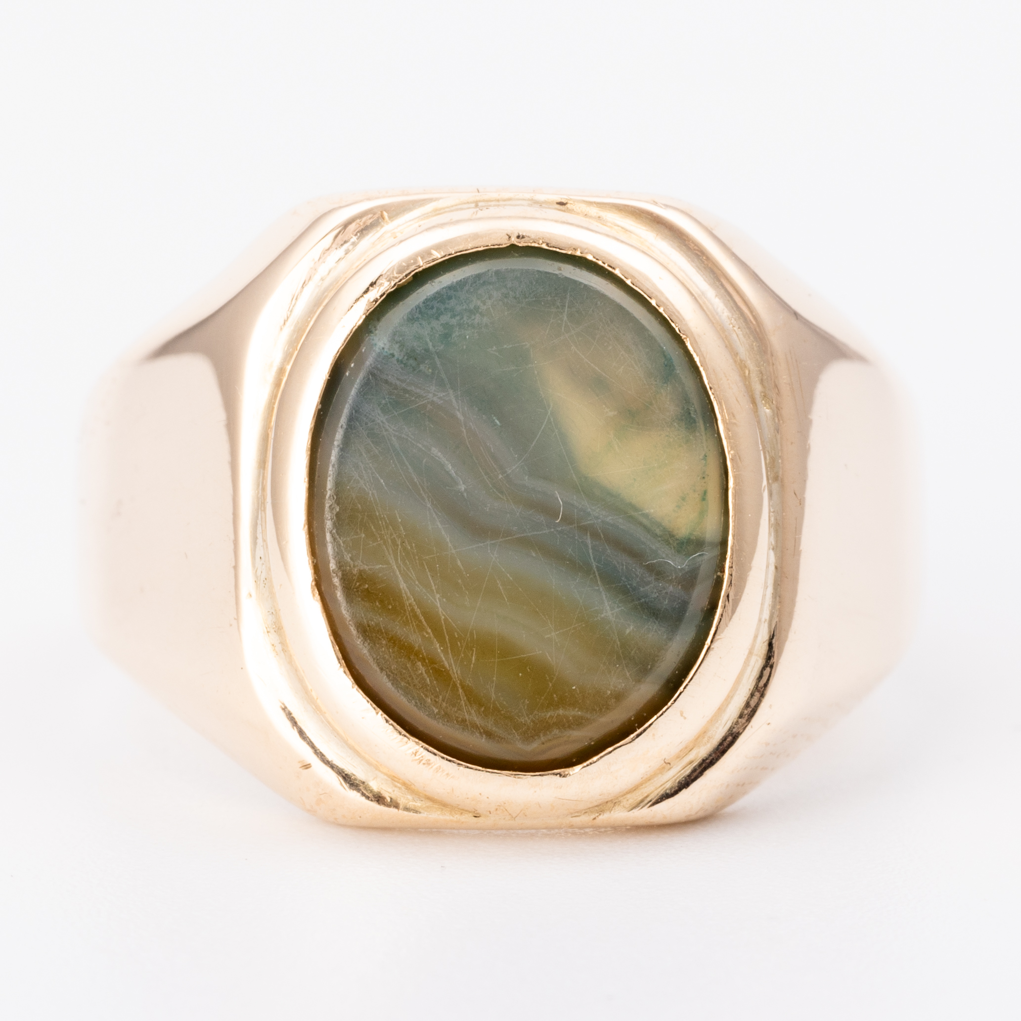 Vintage Agate Signet Ring 9ct Gold