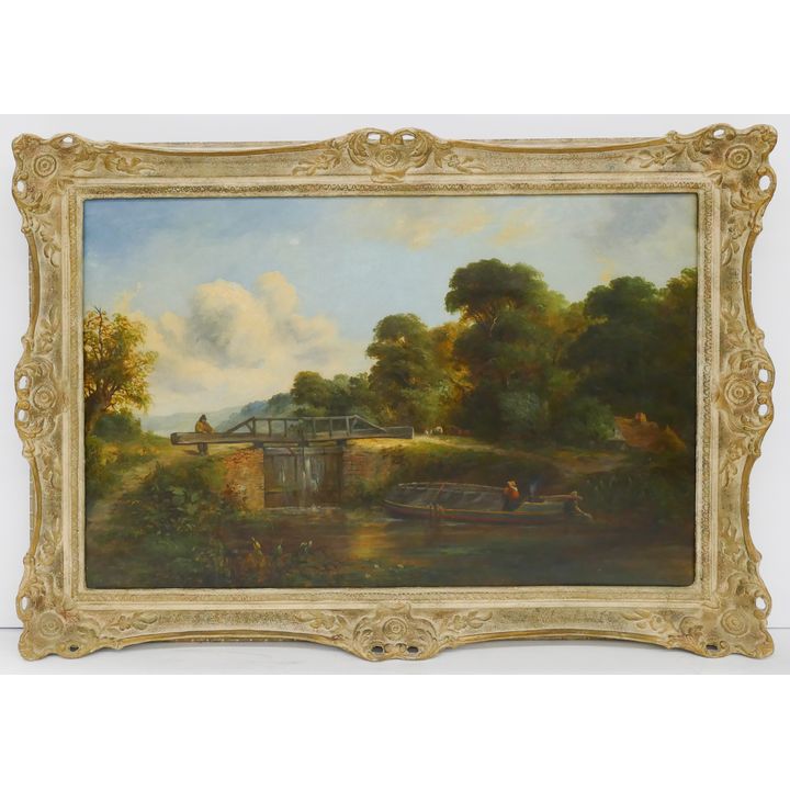 Edmund Johann Niemann English Canal Scene Oil