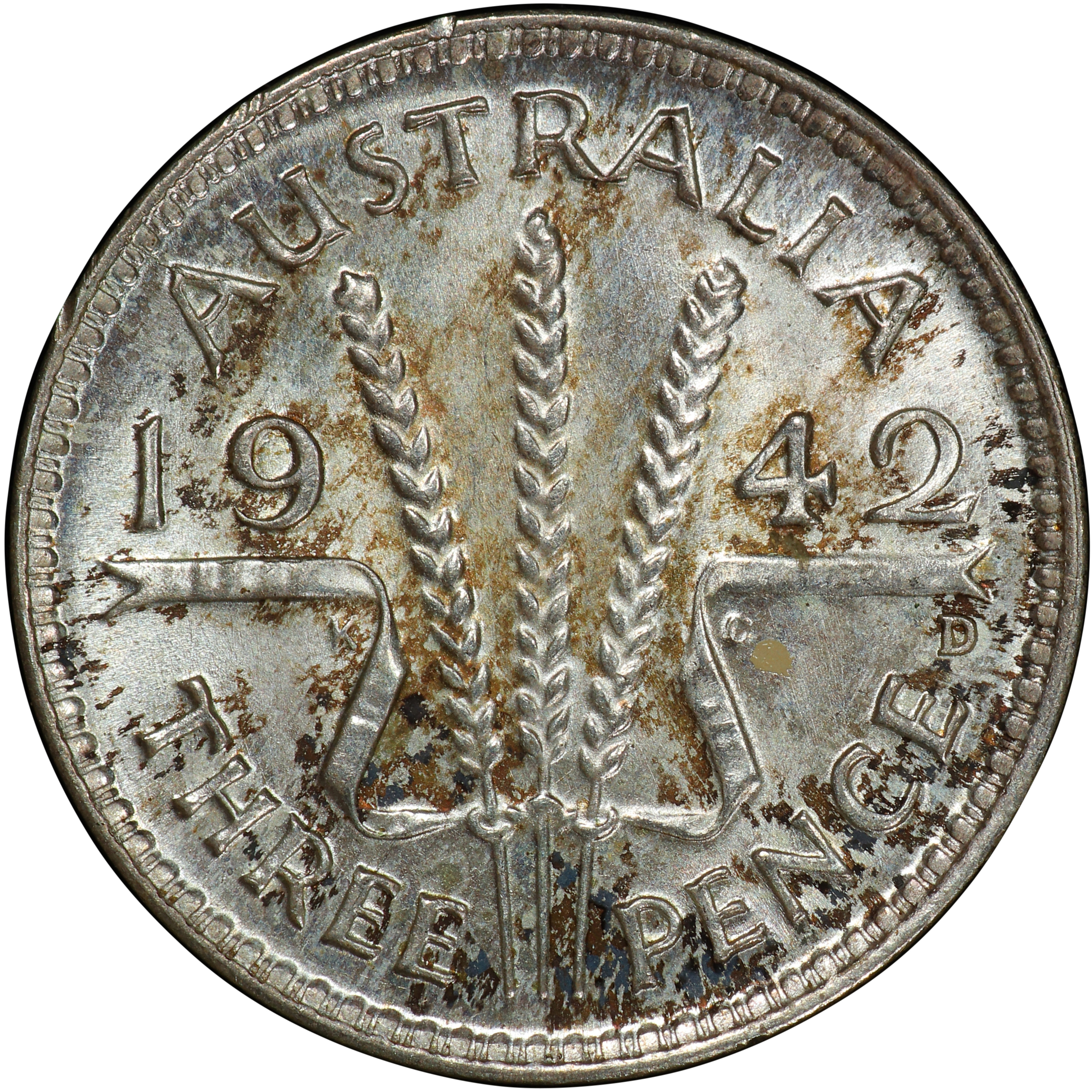 George VI, Threepence, 1942-D, MS 65