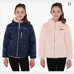 GIRL’S EDDIE BAUER REVERSIBLE HOODED JACKET SZ MED 10-12