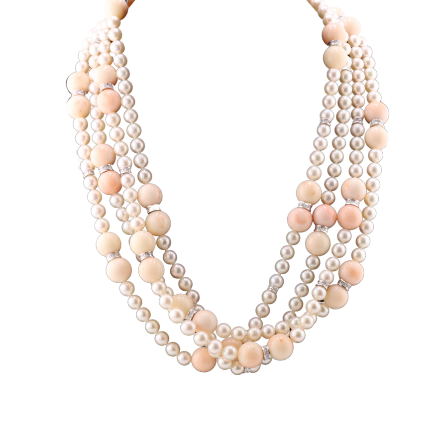 Collar de coral con perlas