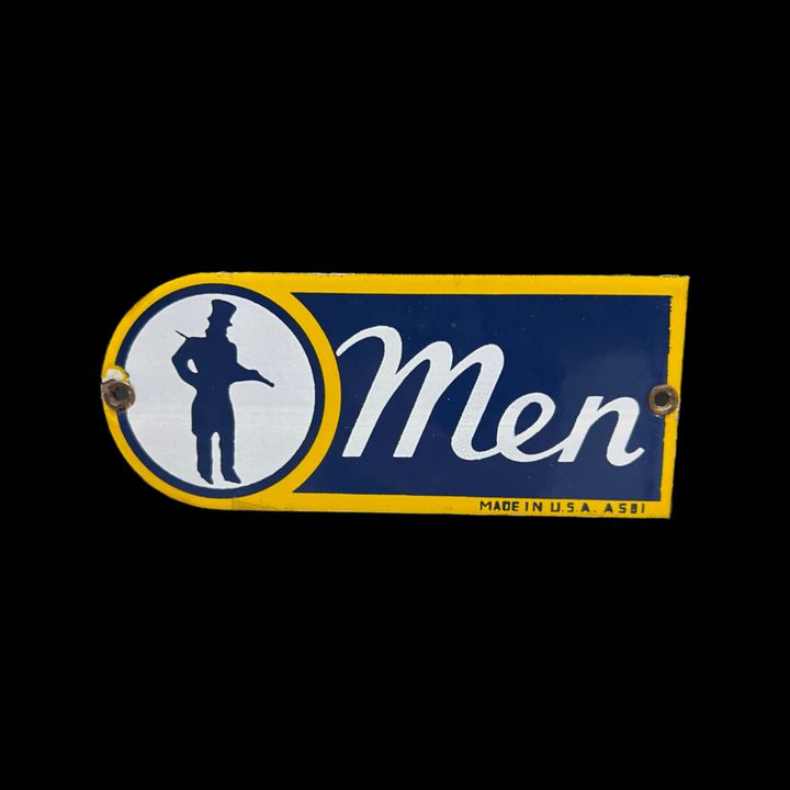 Men Bathroom Porcelain Restroom Sign