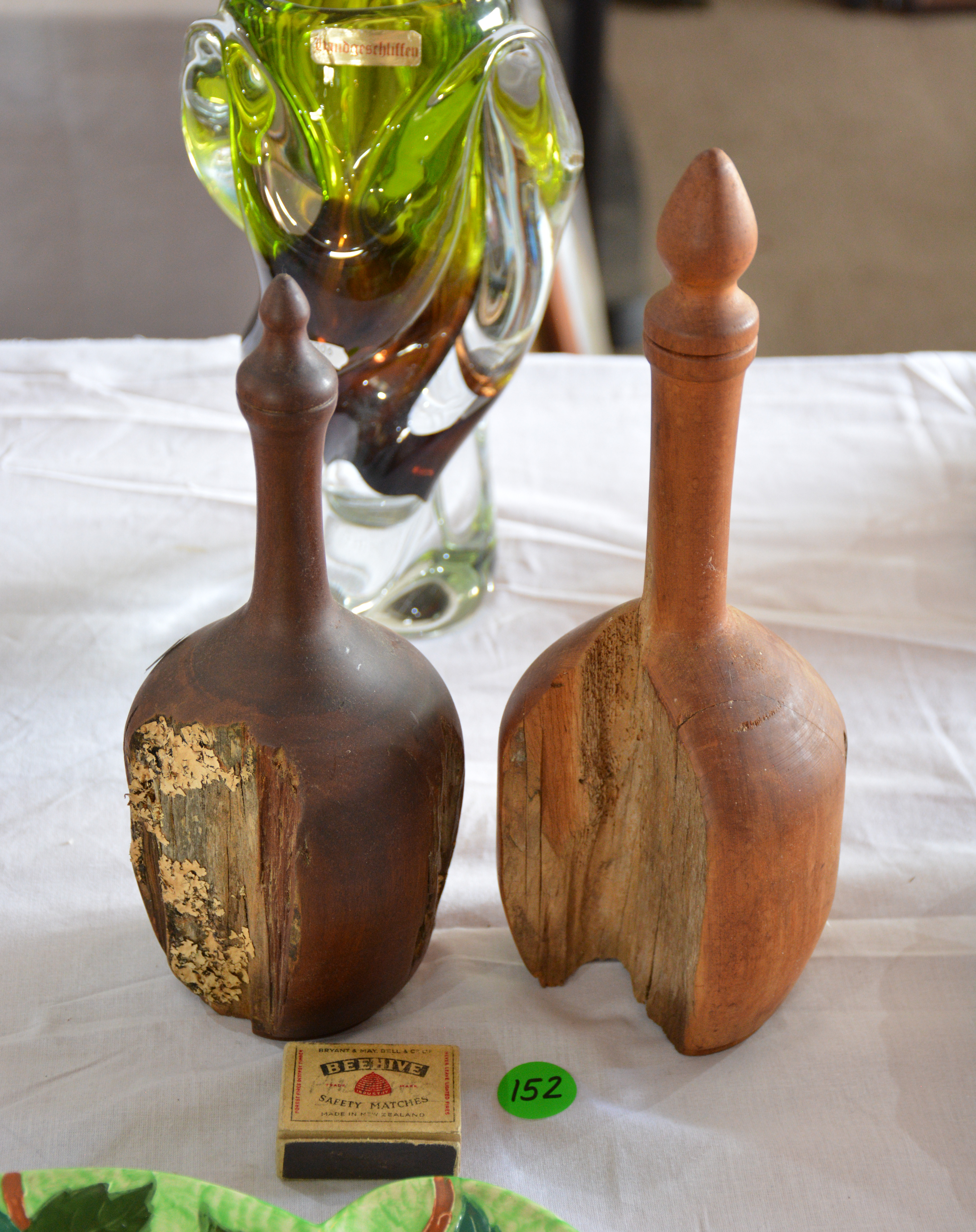 Wood Turned Bottle Ornaments x 2 — NZ auction result