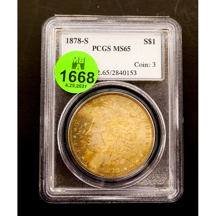 1878 S US Morgan Silver Dollar- Graded PCGS MS 65