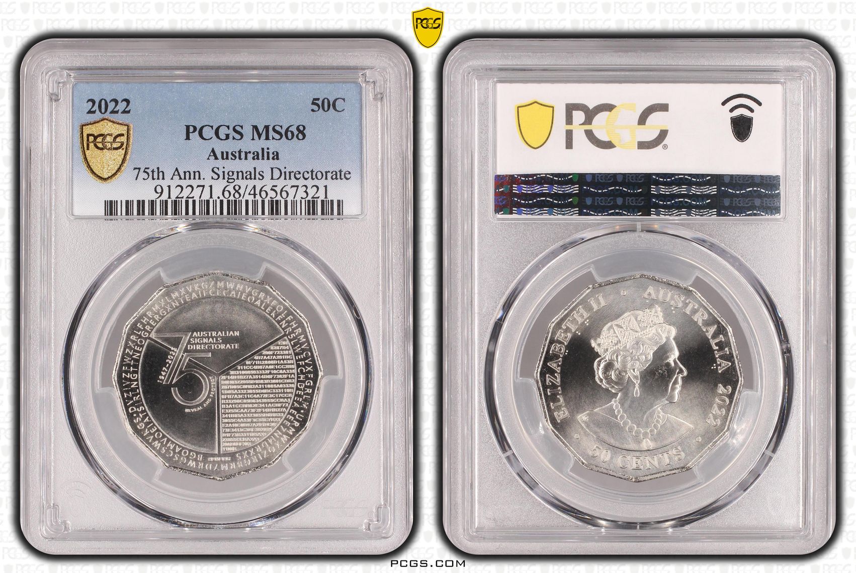75th Ann. Signals Directorate, Fifty Cent, 2022, PCGS MS68