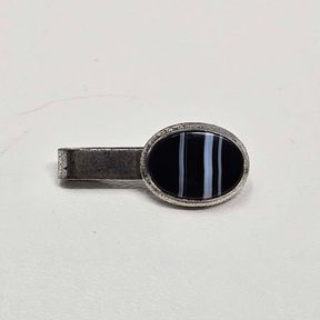 Sterling Silver JJ White Co. Banded Onyx Tie Clip