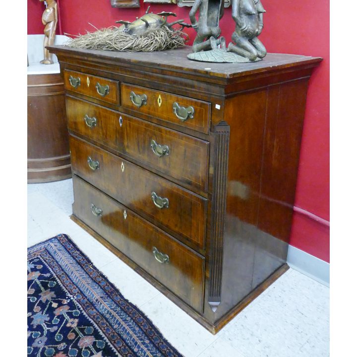 English Georgian 18th Century Chippendale Inlaid Walnut Chest Piece- 37x45x22''