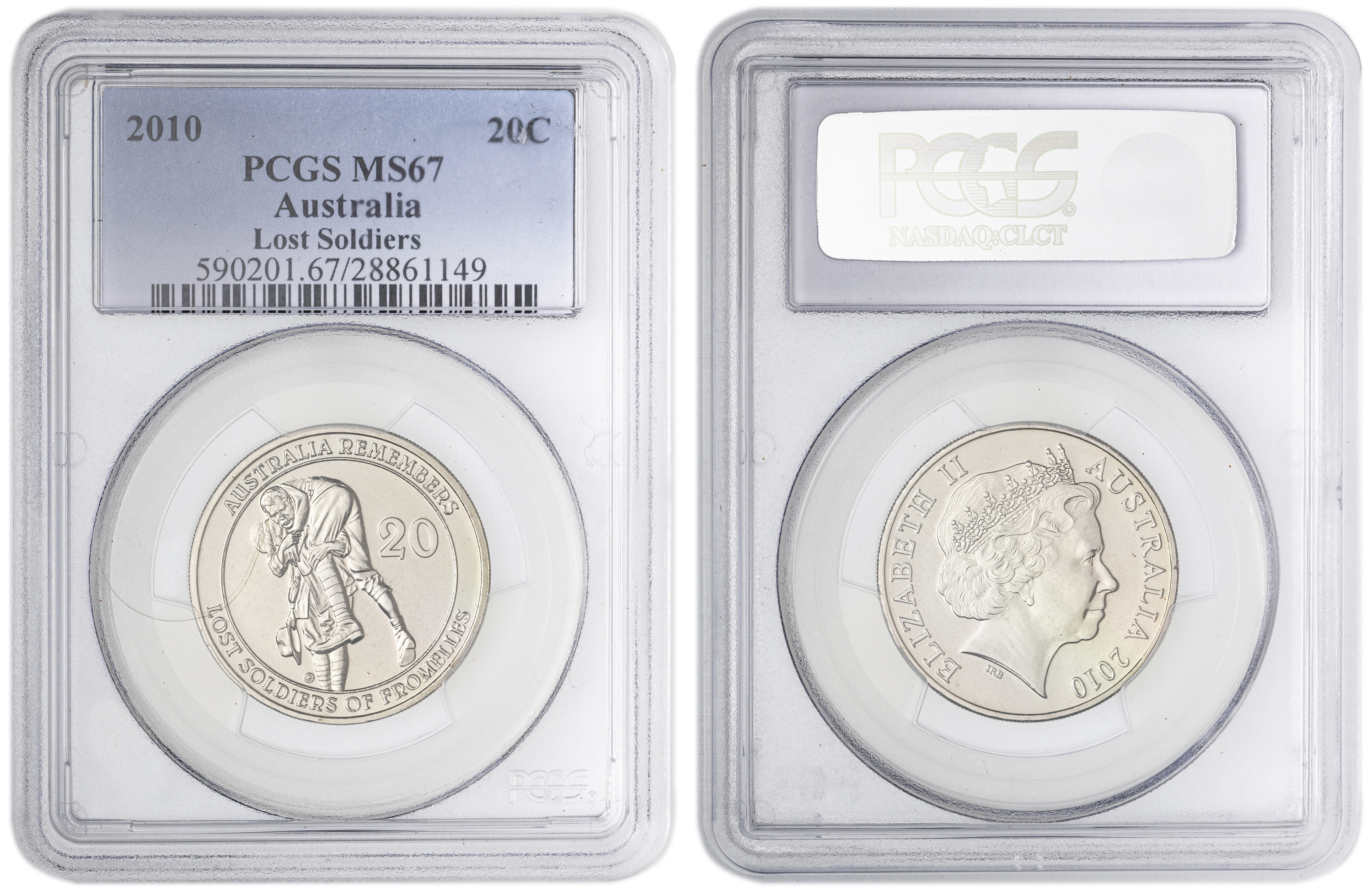 Lost Soldiers , Twenty Cent, 2010, PCGS MS67