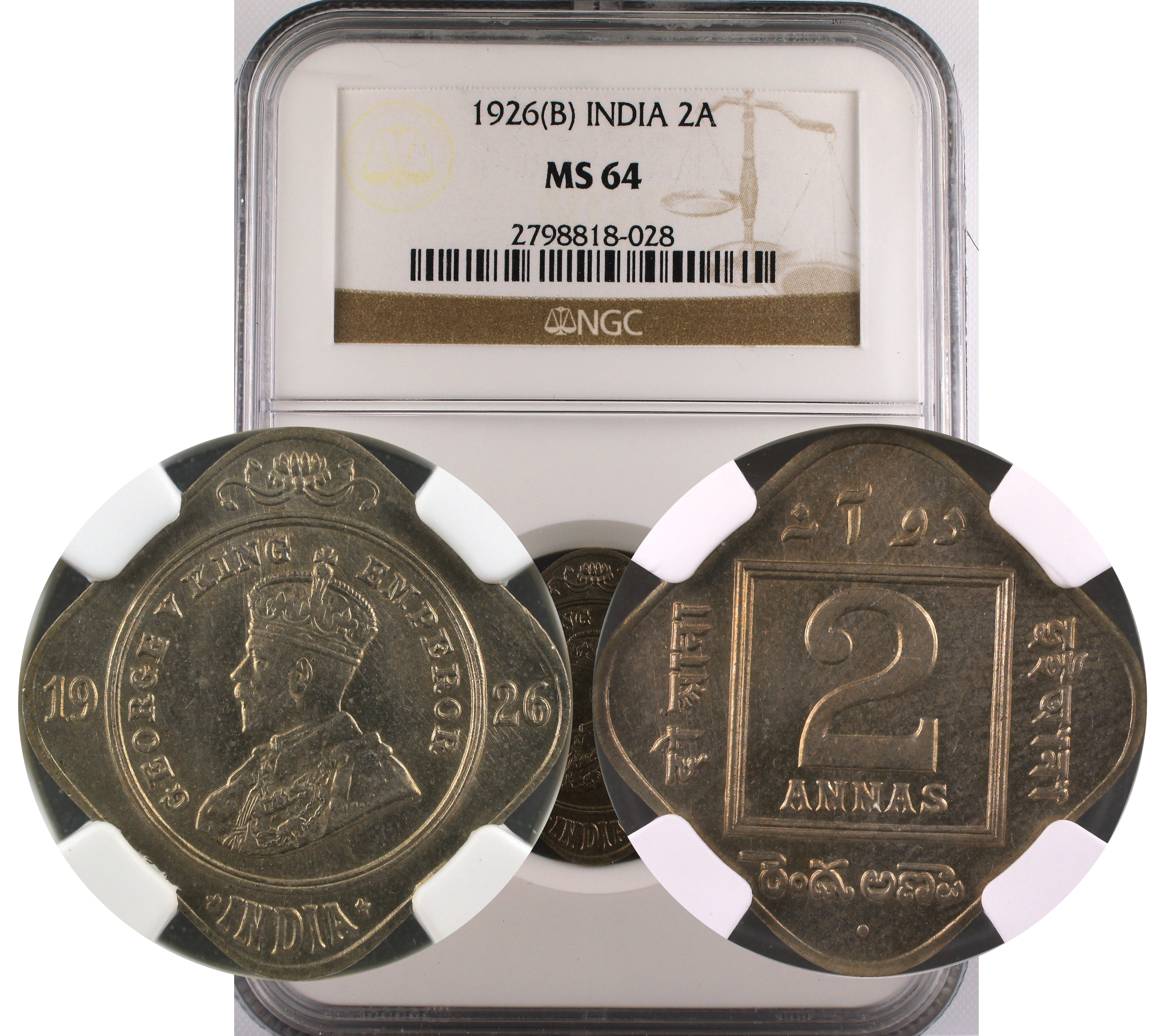 1926 B INDIA 2ANNA MS64