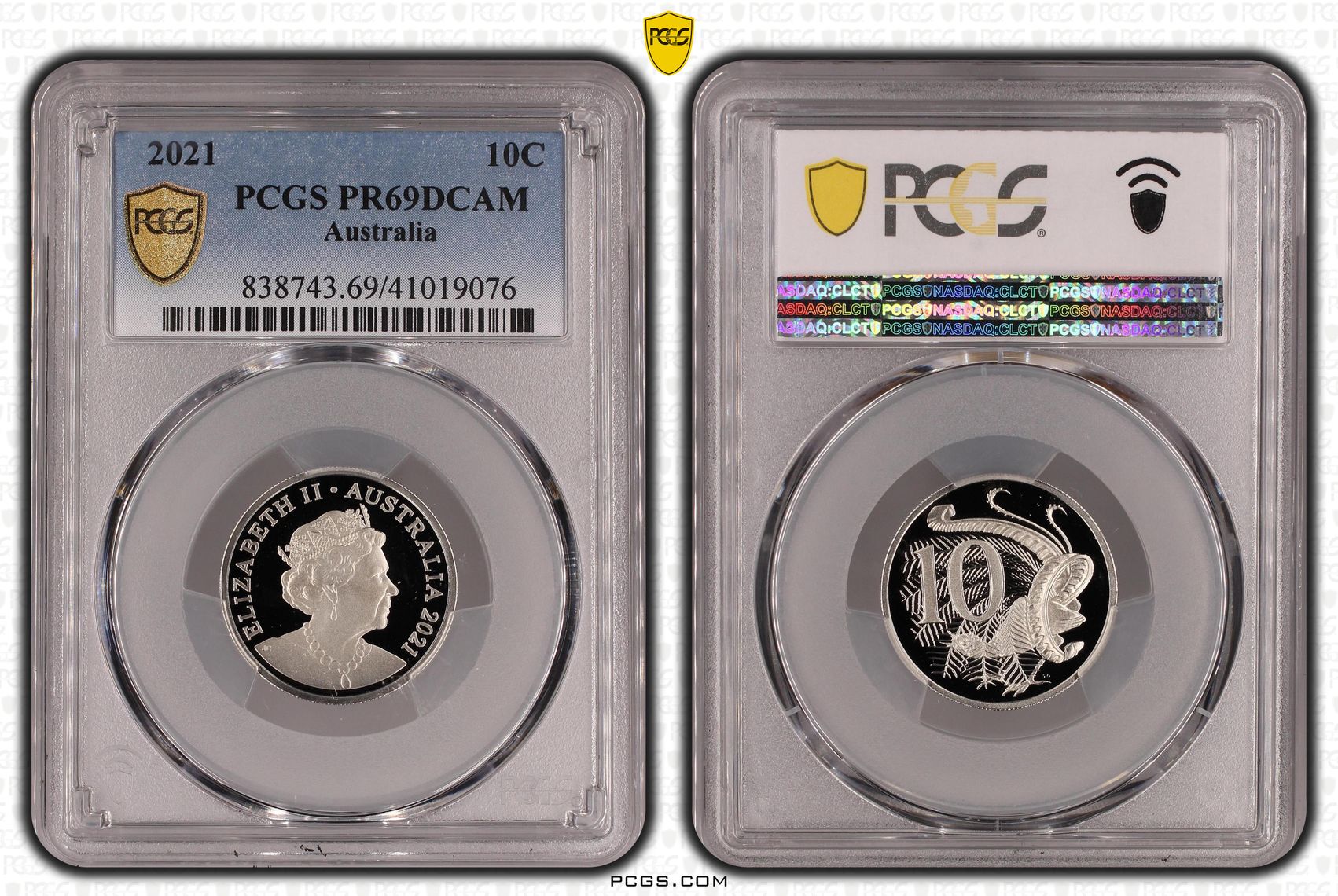Elizabeth II, Ten Cent, 2021, PCGS PR69DCAM