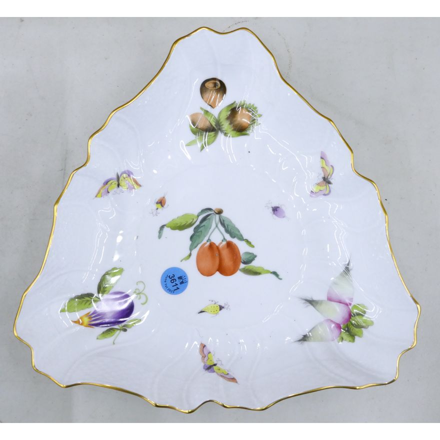 Herend Fruits & Flowers Triangle Serving Bowl 10''