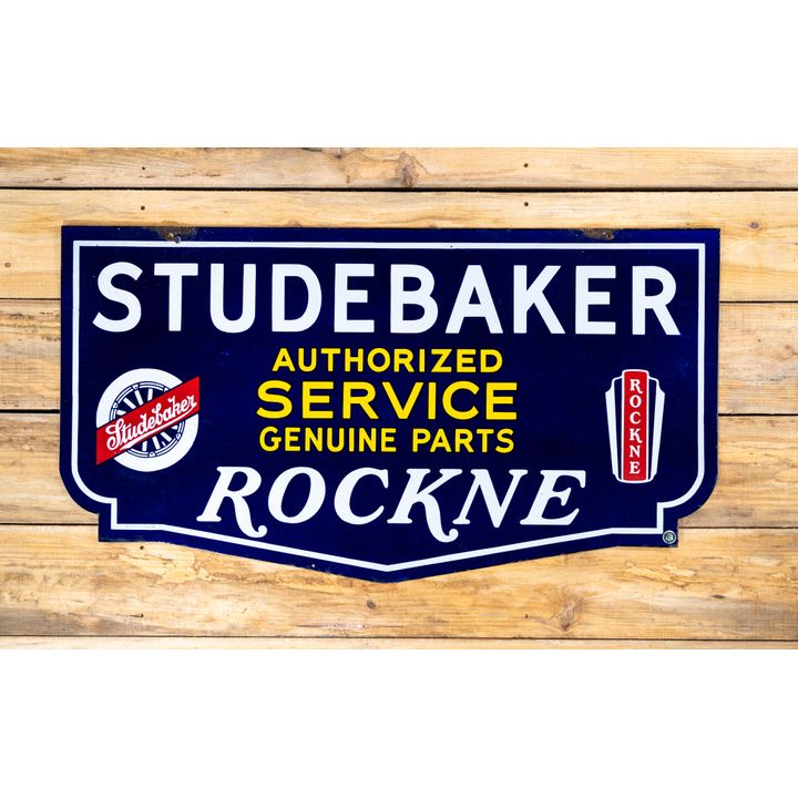 Studebaker Rockne Authorized Service Genuine Parts Double Sided Porcelain Sign TAC 9.25