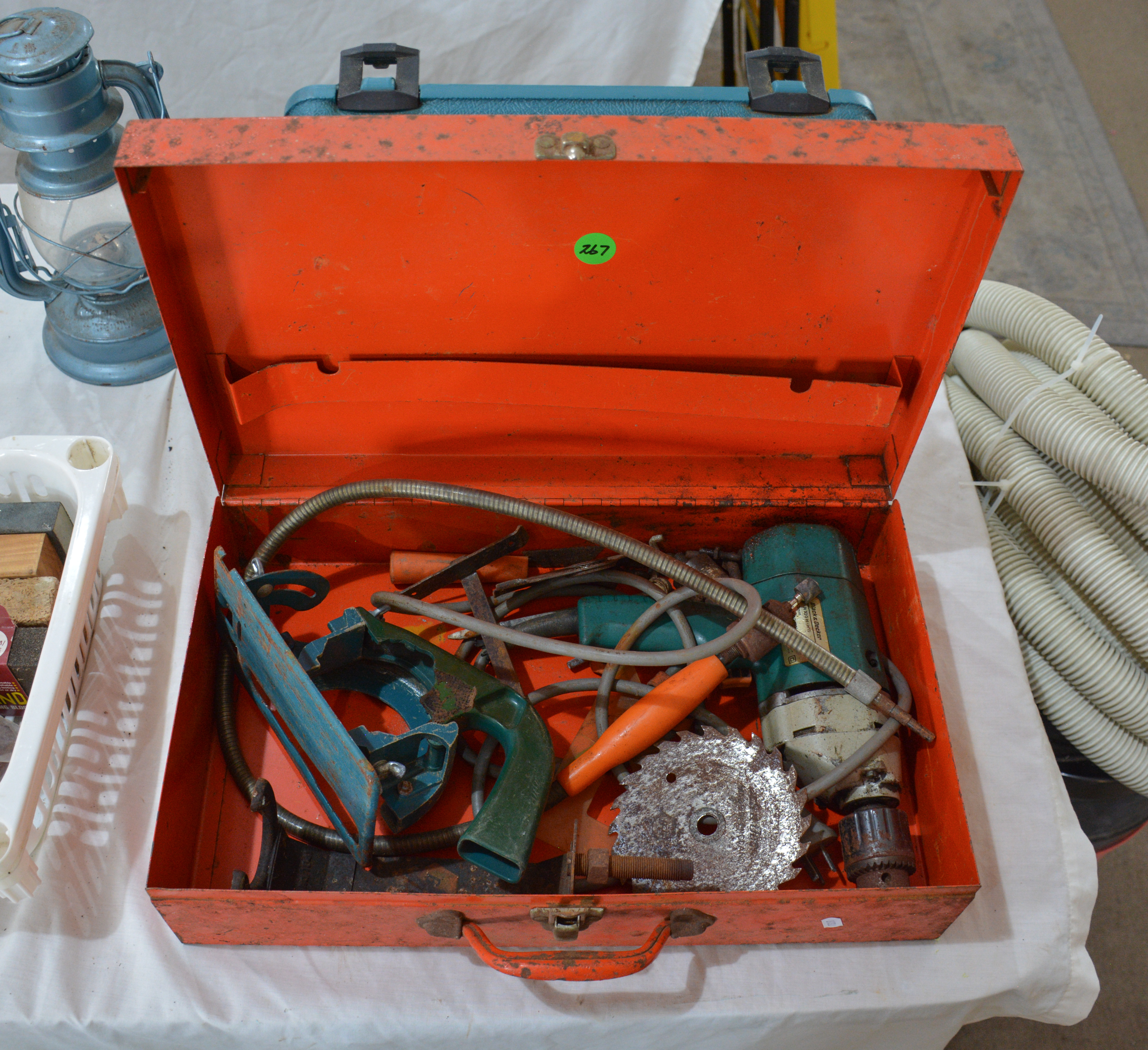 Corded Drill etc in Toolbox — sold at auction in New Zealand for $10