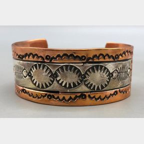 Stamped Sterling Silver And Copper Bracelet By Little