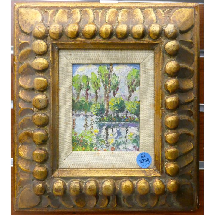 Impressionist Landscape Small Oil Painting Framed 10.5''x9.5''