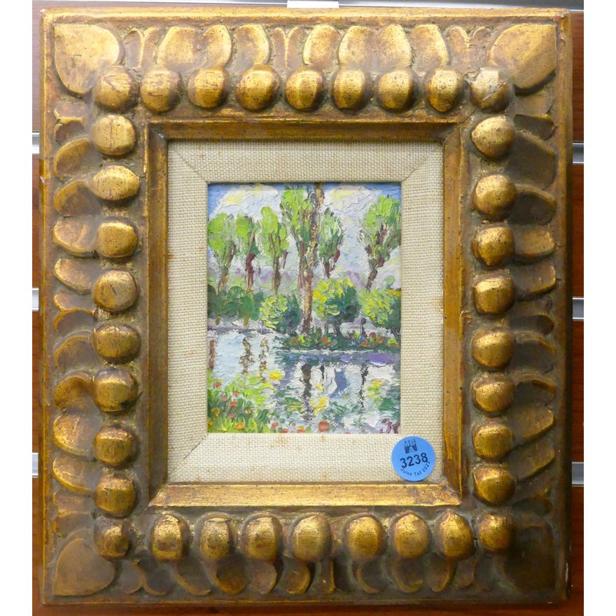 Impressionist Landscape Small Oil Painting Framed 10.5''x9.5''
