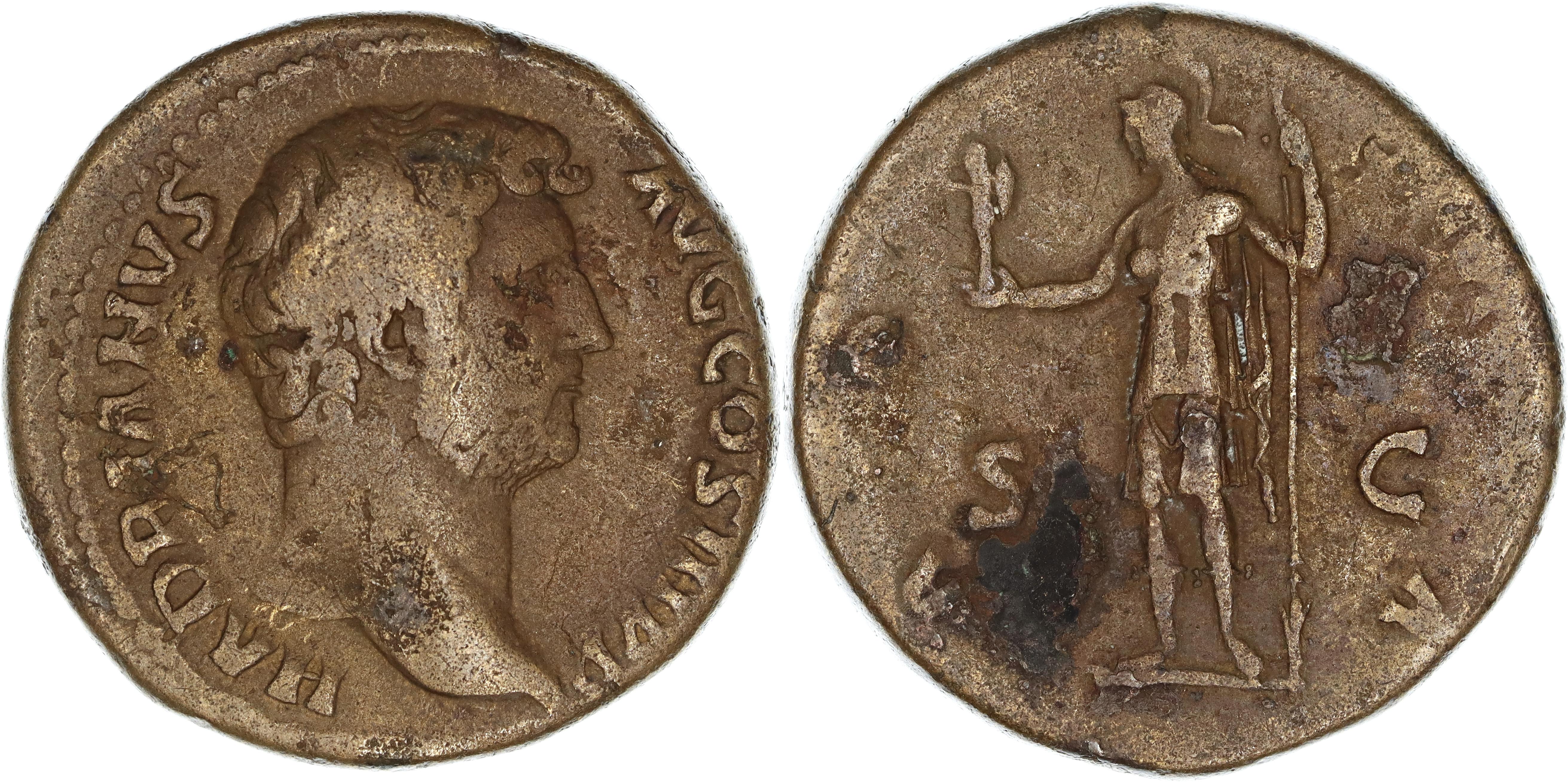 Roman Empire, Hadrian, Æ Sestertius, 137-138 AD, gF-nVF