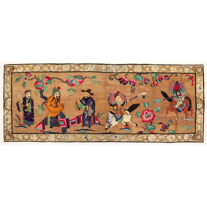 Chinese Gold Thread Embroidered Silk Banner