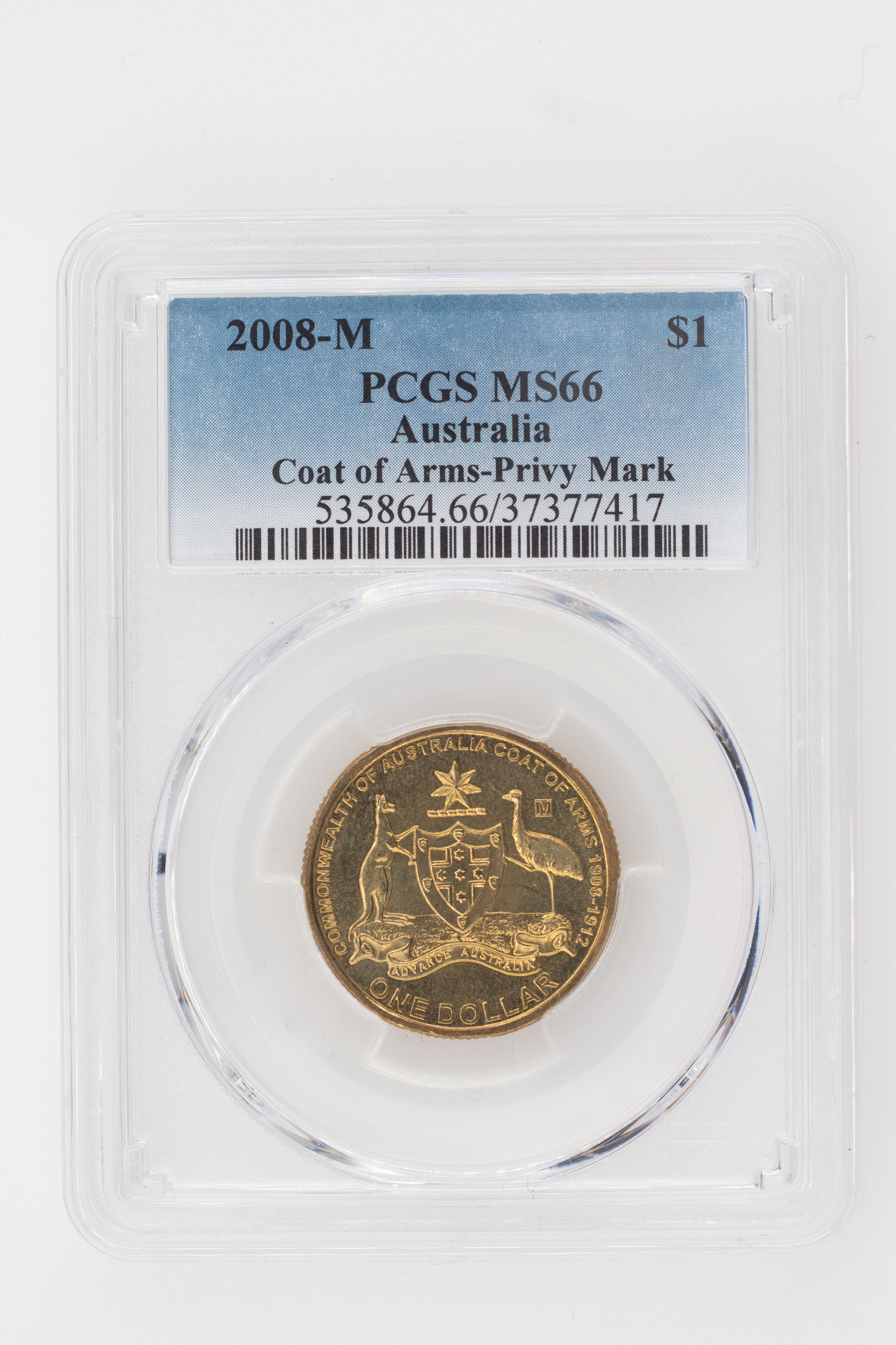 2008-M Australia One Dollar, $1 Coat of Arms - Privy Mark PCGS - MS66 -417
