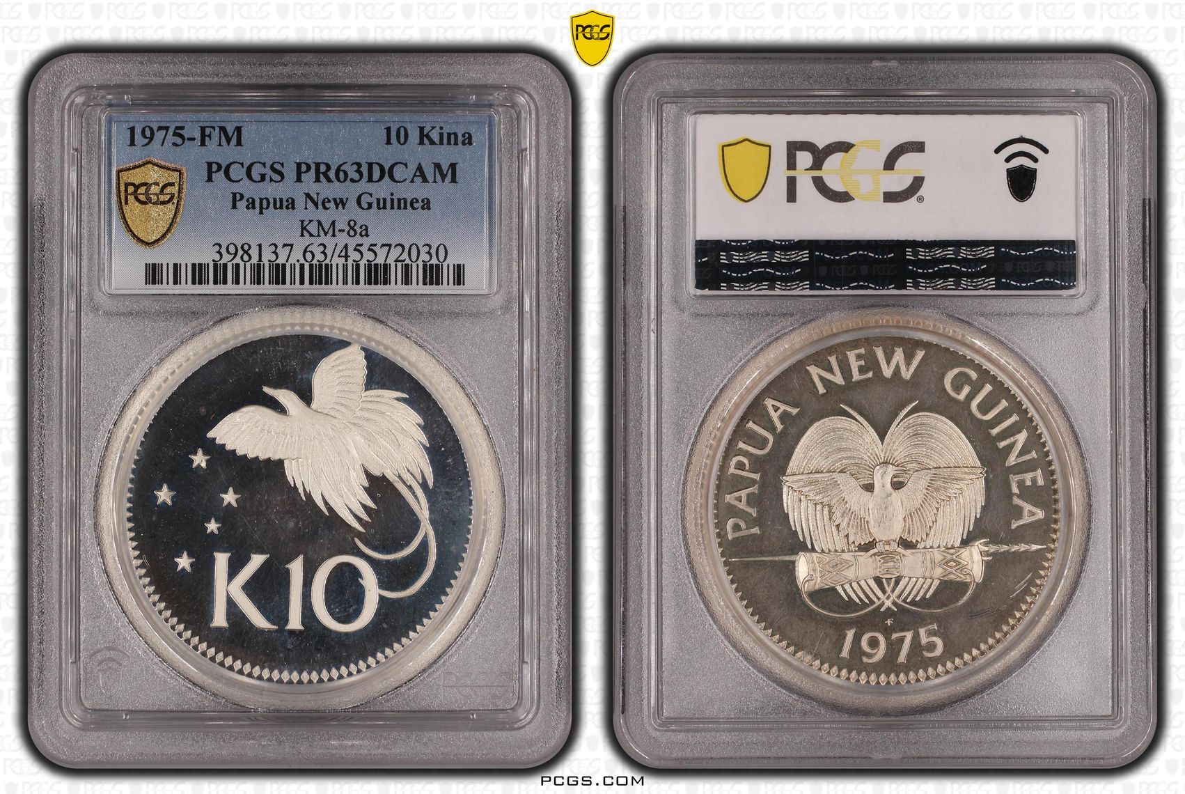 Papua New Guinea, Ten Kina, 1975-FM, PCGS PR63DCAM