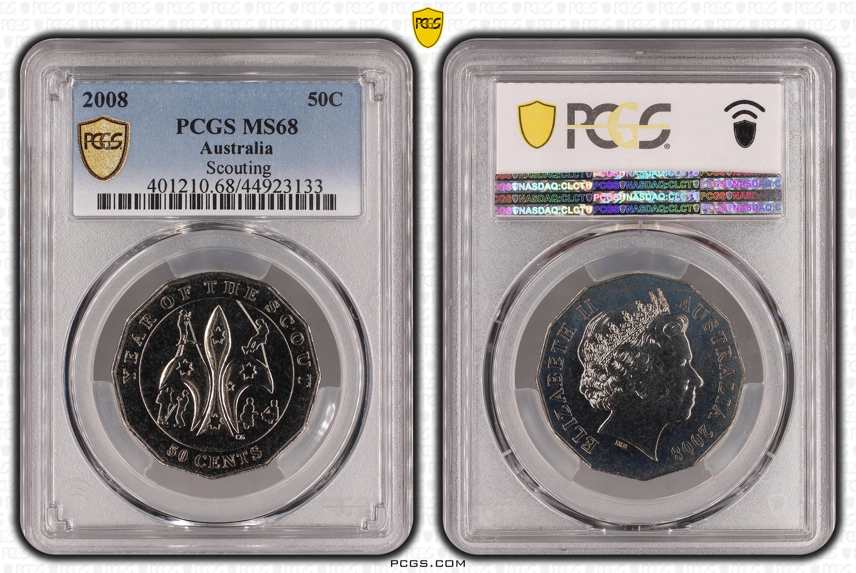 2008 Australia Fifty Cent, 50c Scouting PCGS - MS68 -133