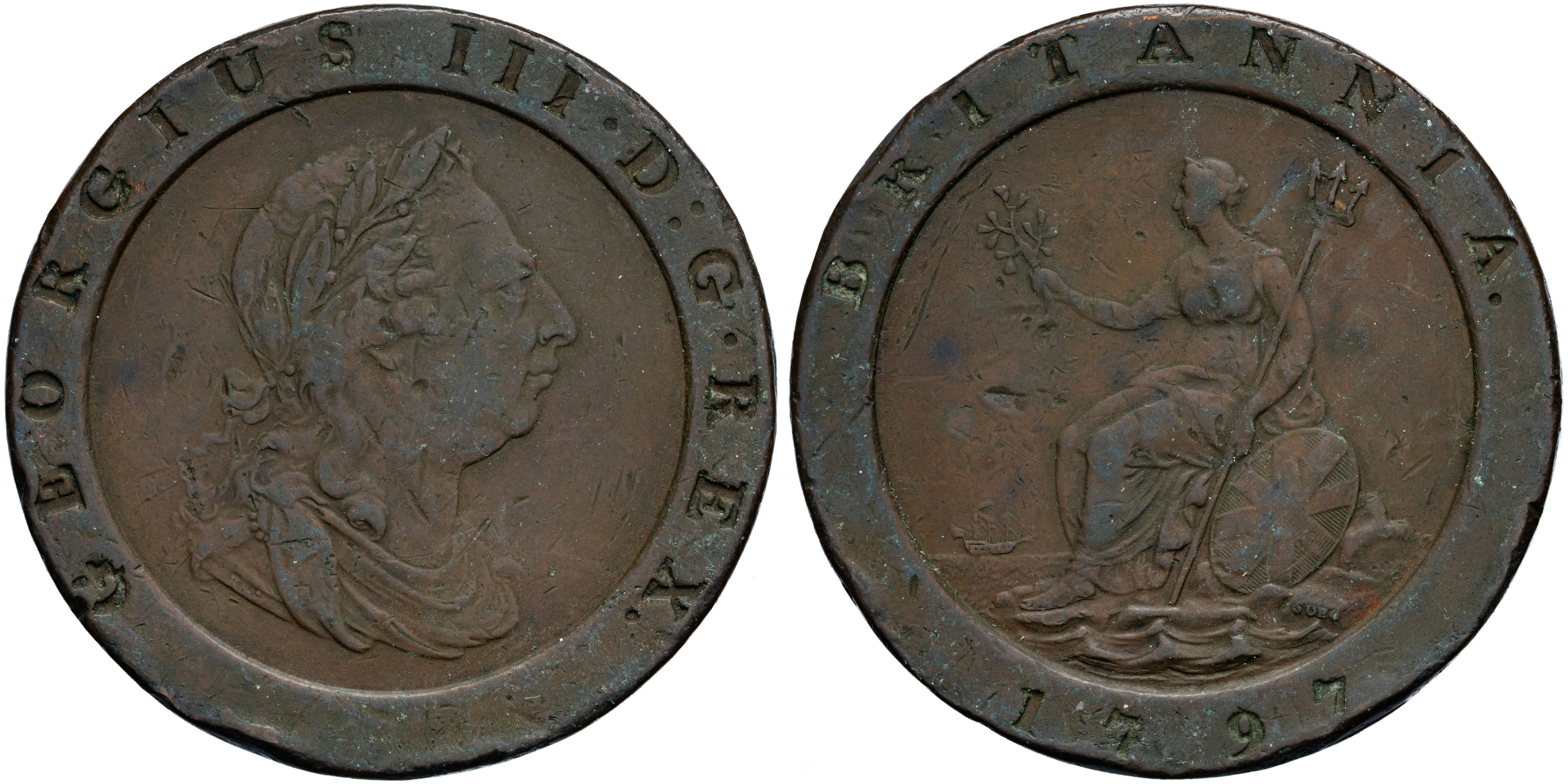Great Britain, George III, Cartwheel, Two Pence, 1797, Fine