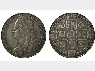 1743 KING GEORGE II SILVER CROWN STUNNING.
