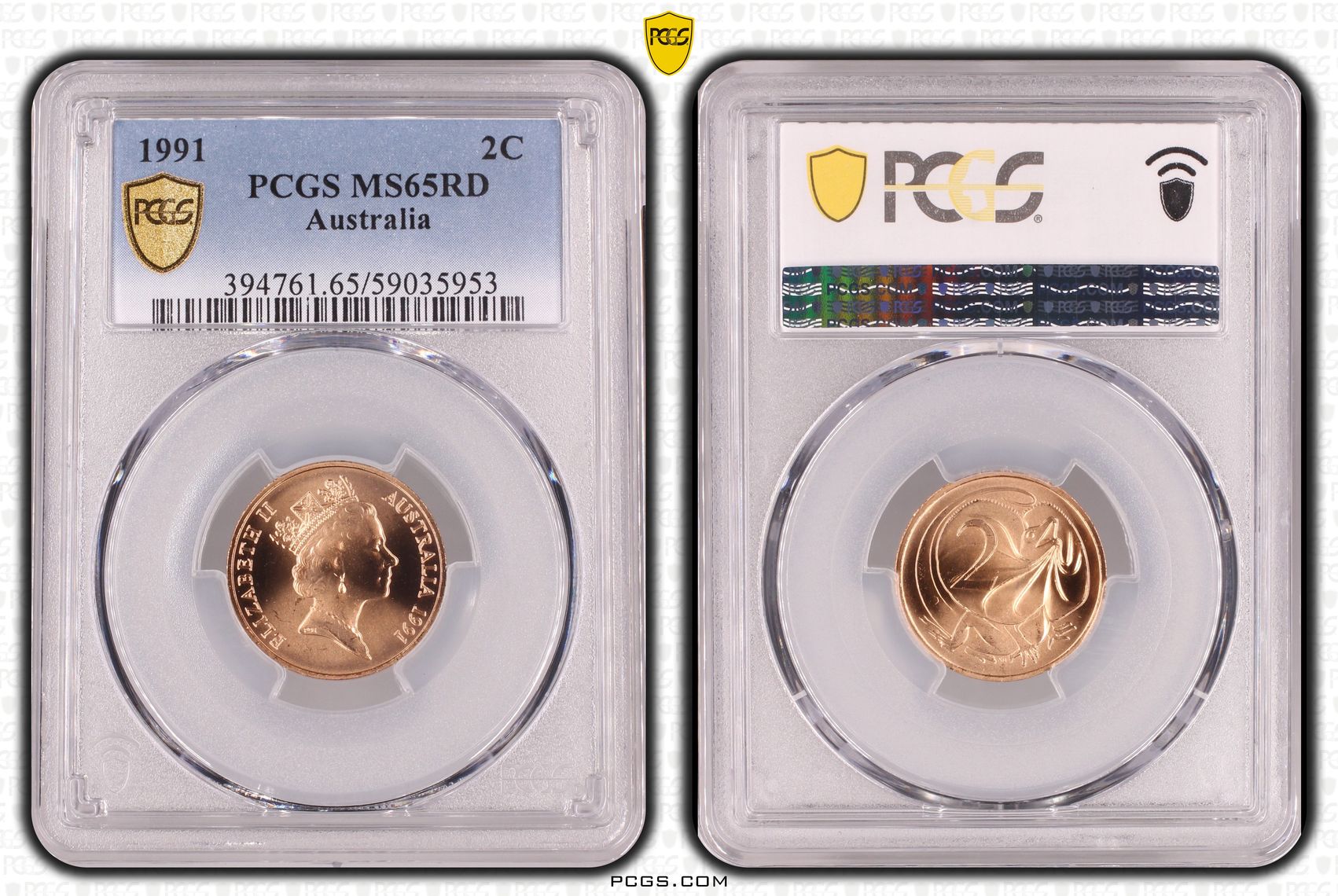 Two Cent, 1991, PCGS MS65RD