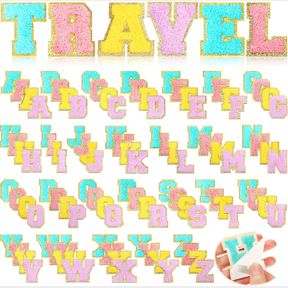 104 PCS CHENILLE LETTER PATCHES IRON ON LETTERS VARSITY LETTER PATCHES SELF ADHESIVE CHENILLE PATCHES CHENILLE EMBROIDERED PATCH F