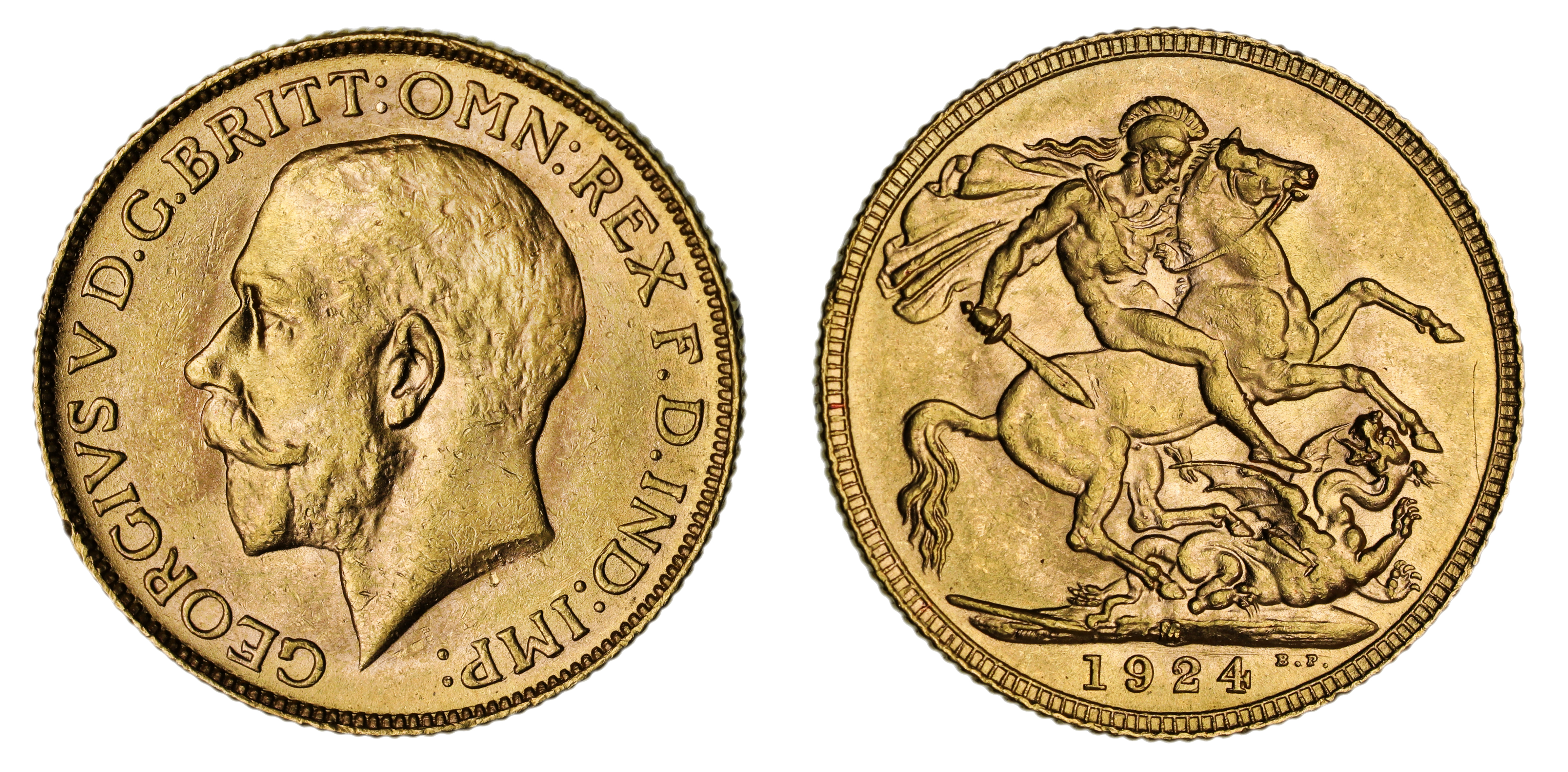 George V, St. George Reverse - Melbourne Mint, Sovereign, 1924, EF