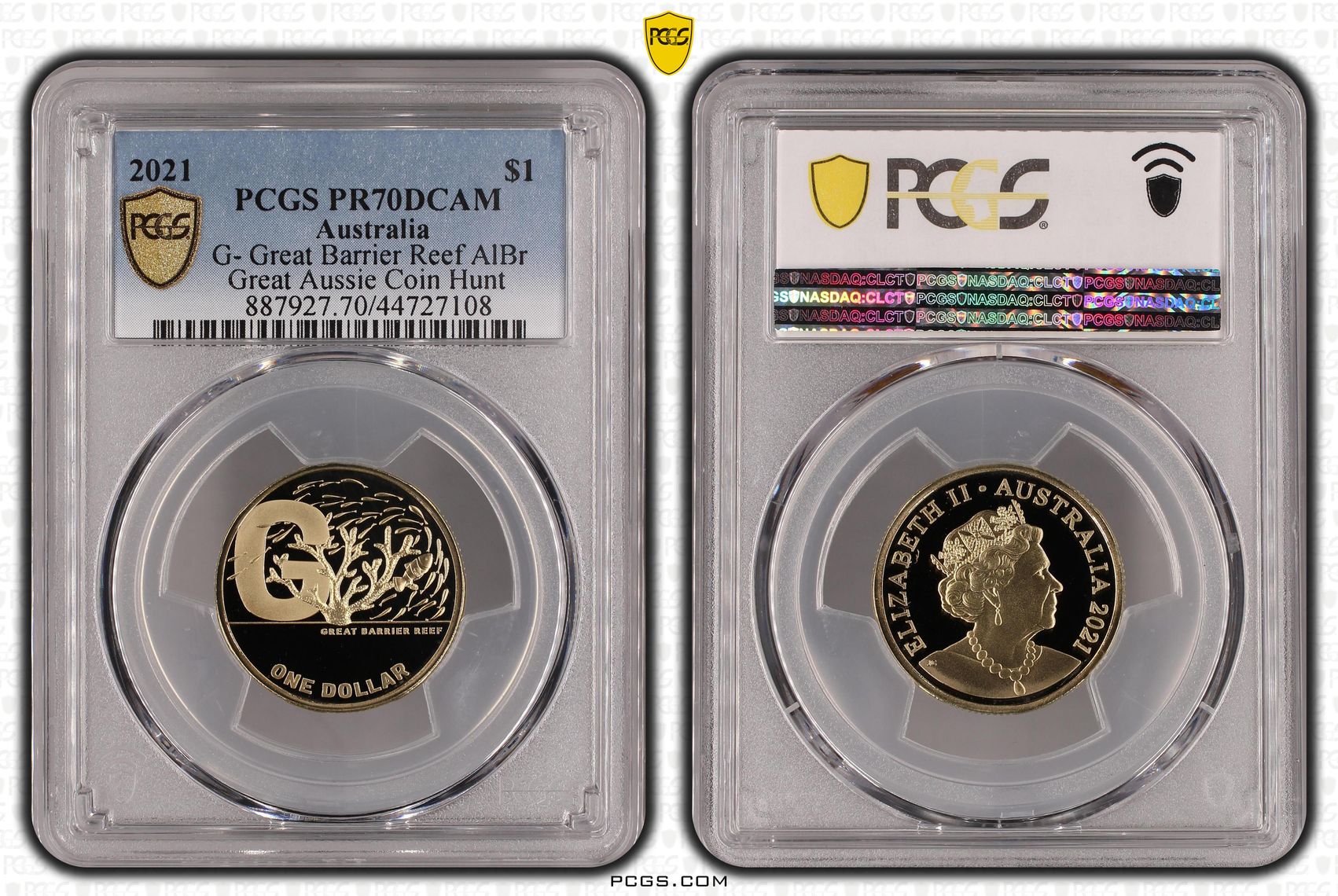 G- Great Barrier Reef AlBr, One Dollar, 2021, PCGS PR70DCAM