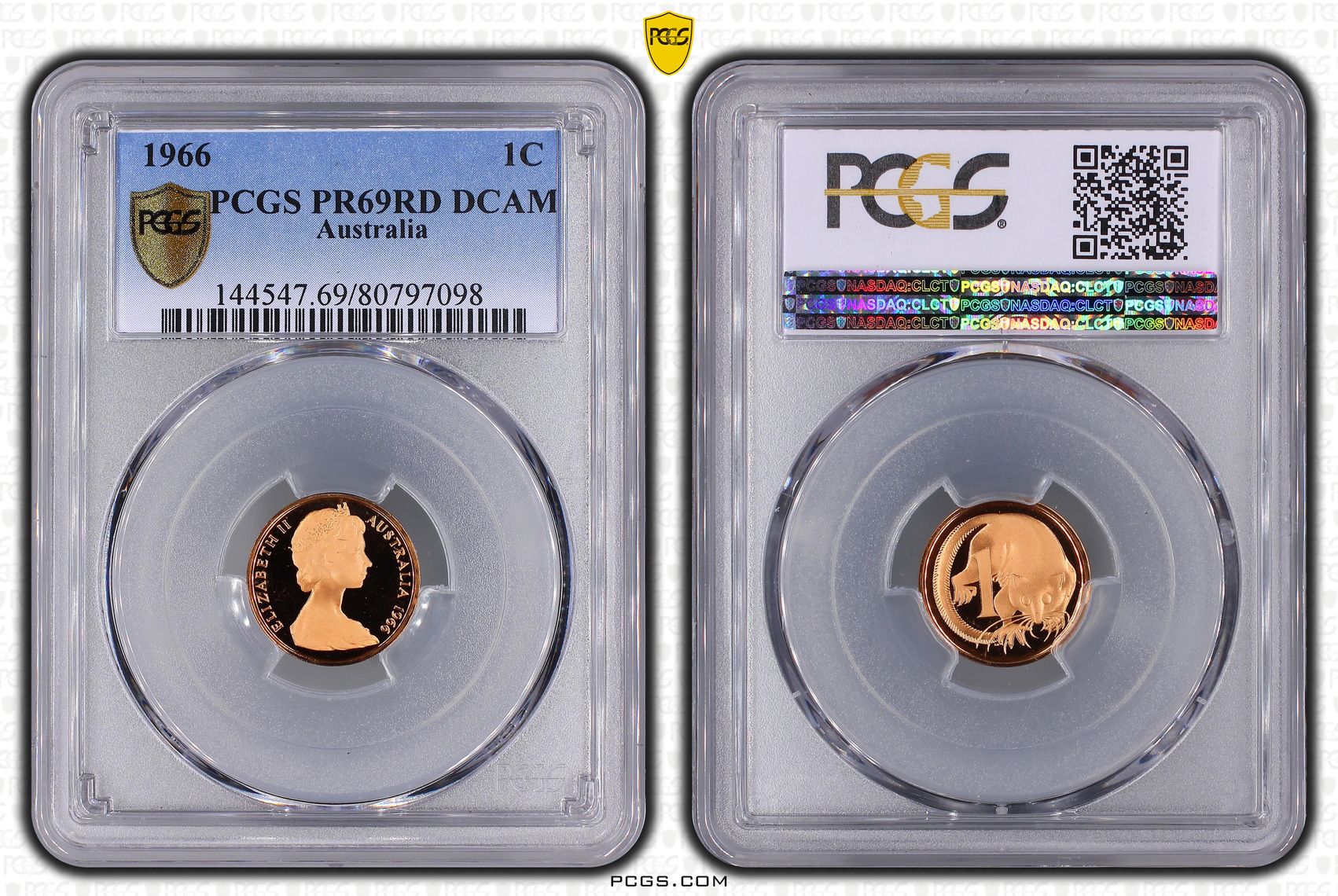 1 · 1966 Australia One Cent, 1c Proof PCGS - PR69DCAM -098